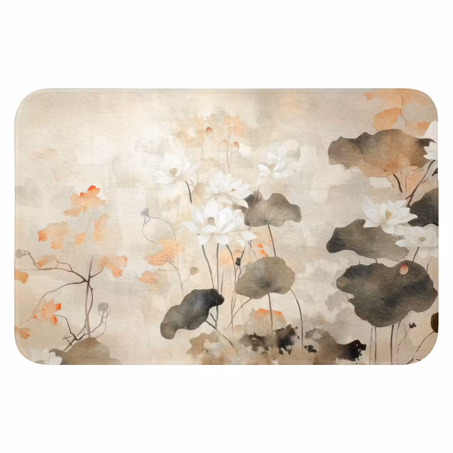 Bloemen - Japandi - Wabi sabi Badmat klein -3d