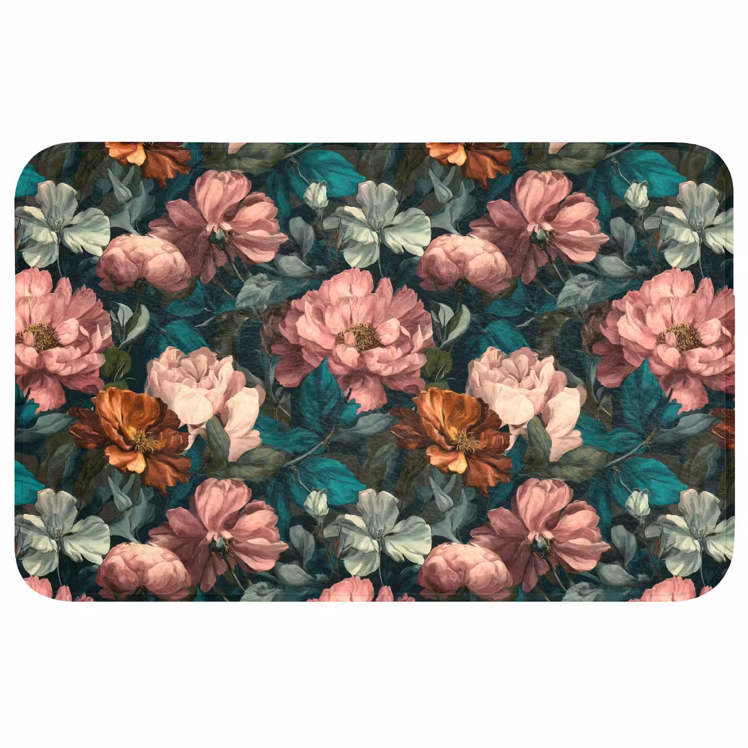 Bloemen - Schilderachtig - Patroon - Roze Badmat middel 997 -3d