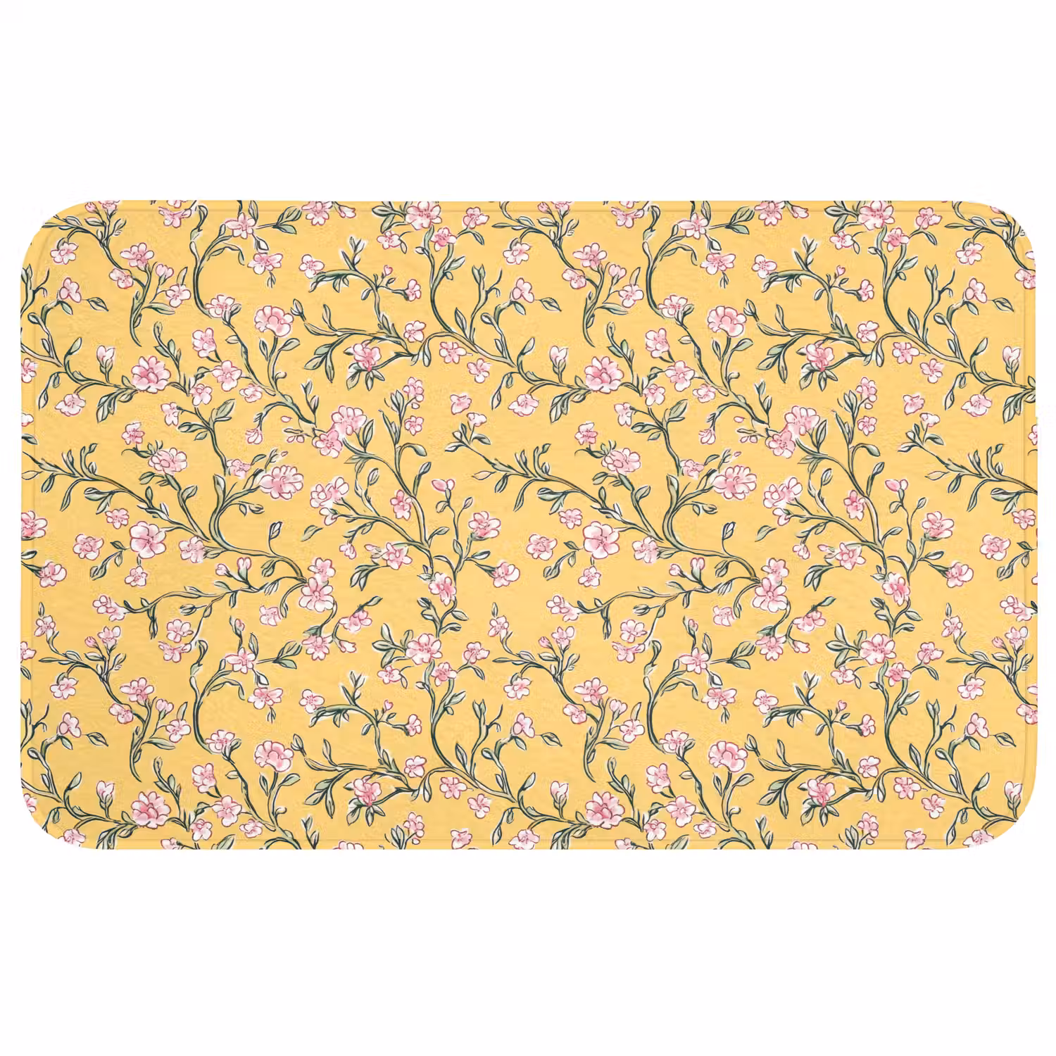 Bloemen - Motief - Geel Badmat middel 997 -3d