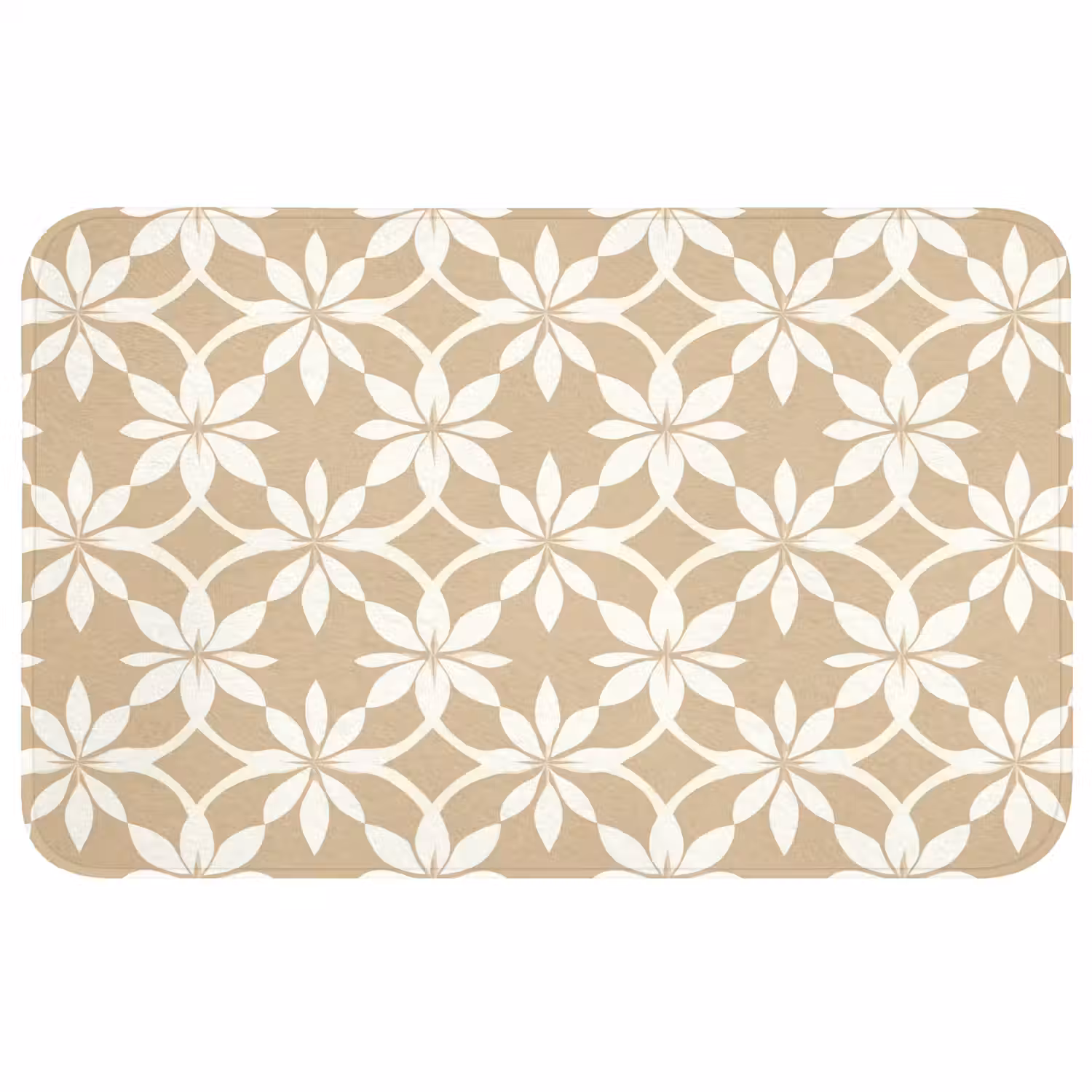 Bloemen - Patroon - Beige Badmat middel 997 -3d