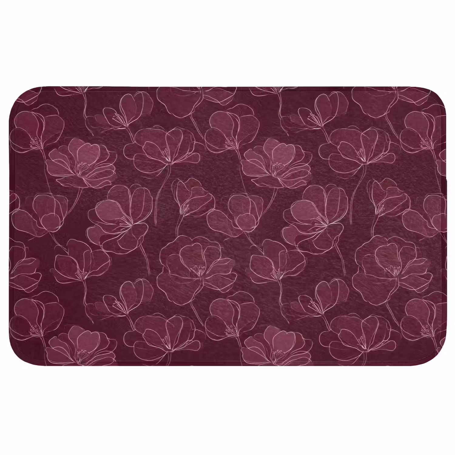 Bloemen - Patroon - Bordeauxrood Badmat middel 997 -3d