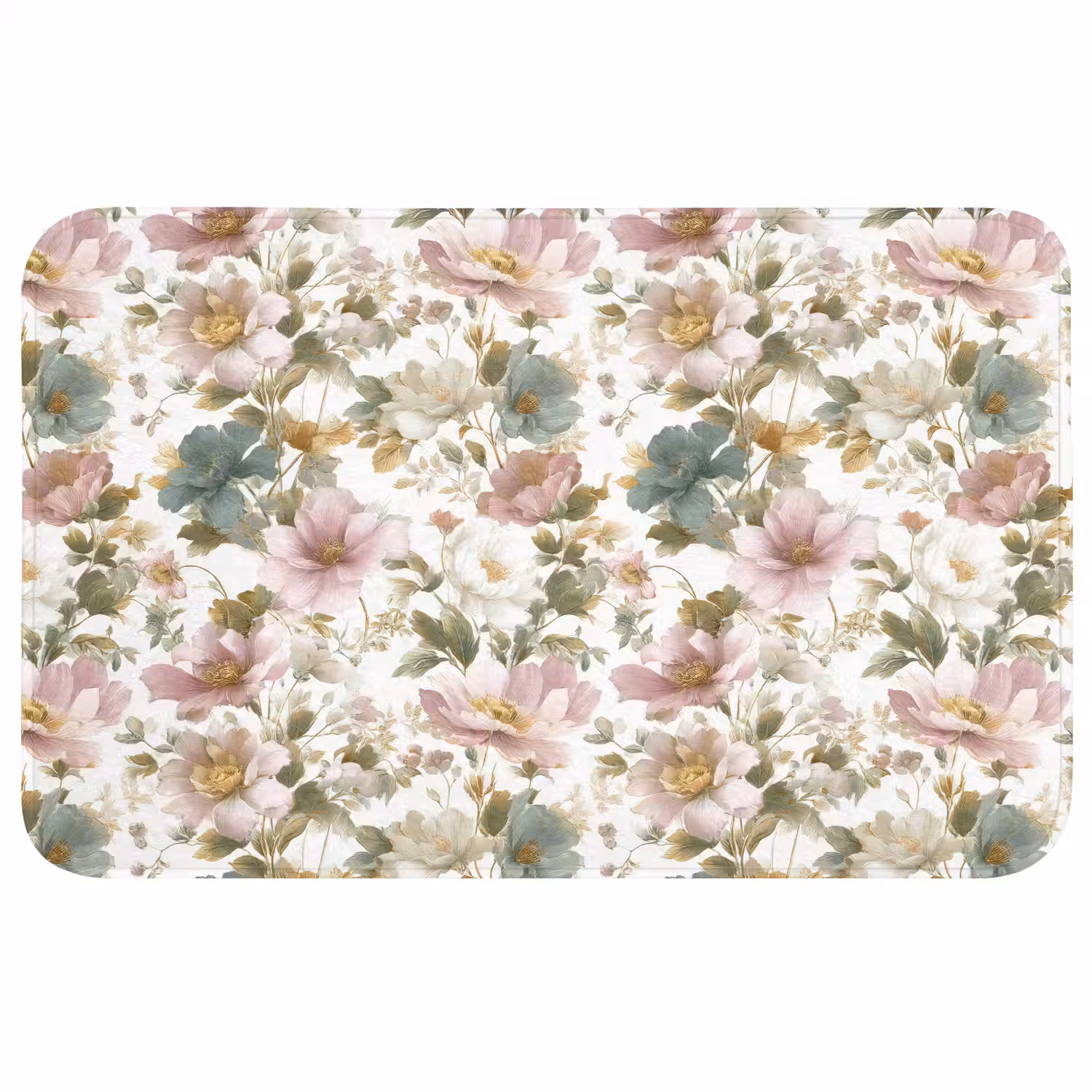 Bloemen - Patroon - Pastel Badmat middel 997 -3d