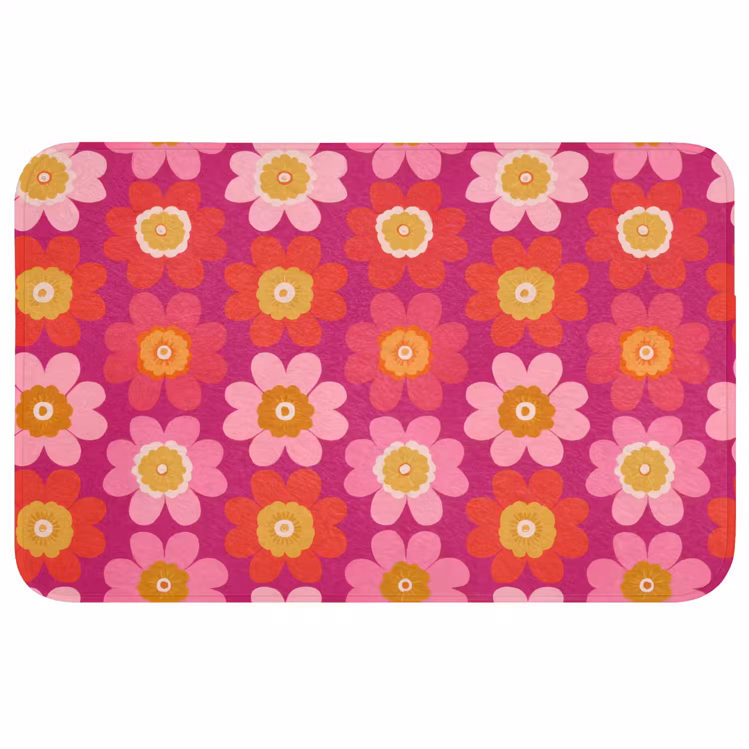 Bloemen - Retro - Kleurrijk Badmat middel 997 -3d