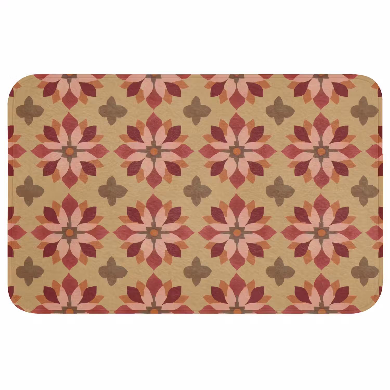 Bloemen - Retro - Groen Badmat middel 997 -3d