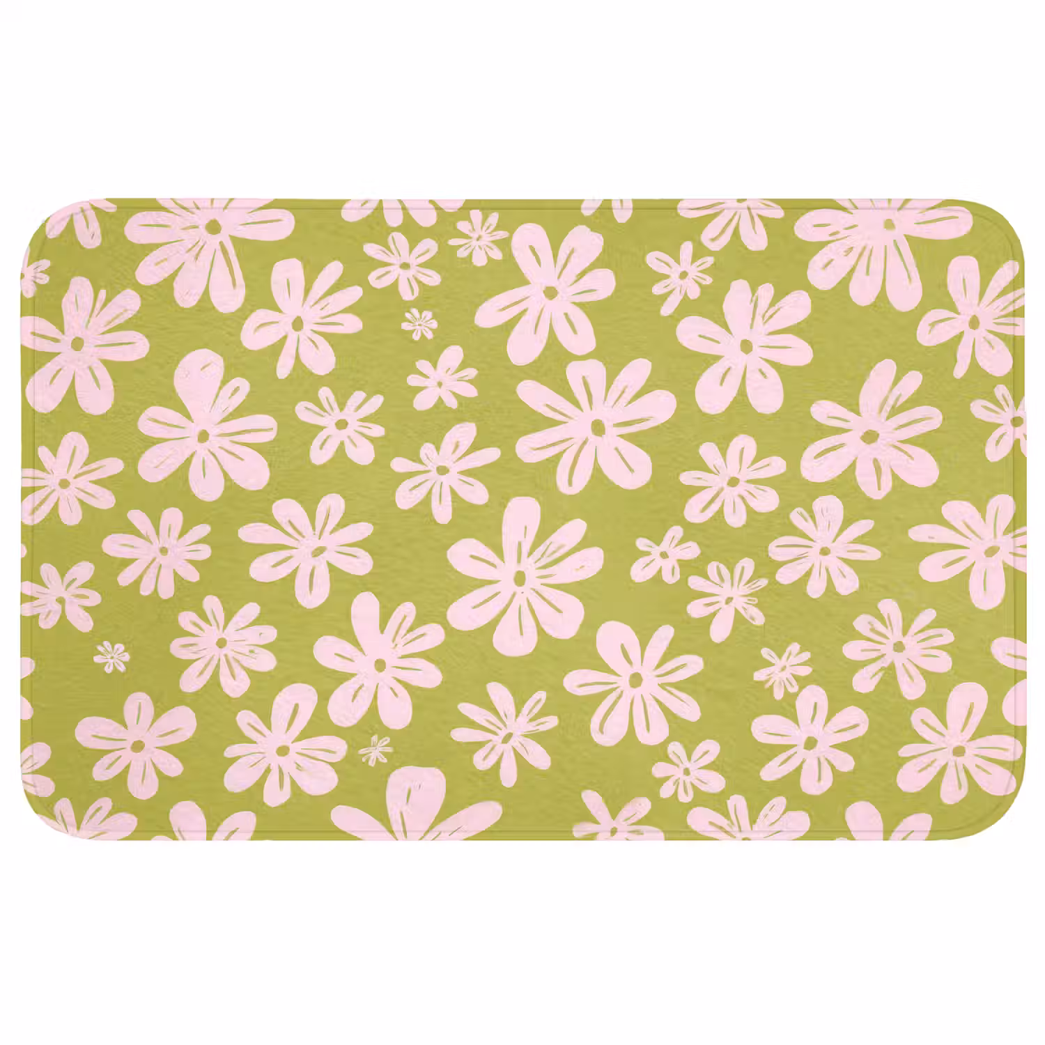 Bloemen - Roze - Getekend - Patroon Badmat middel -3d