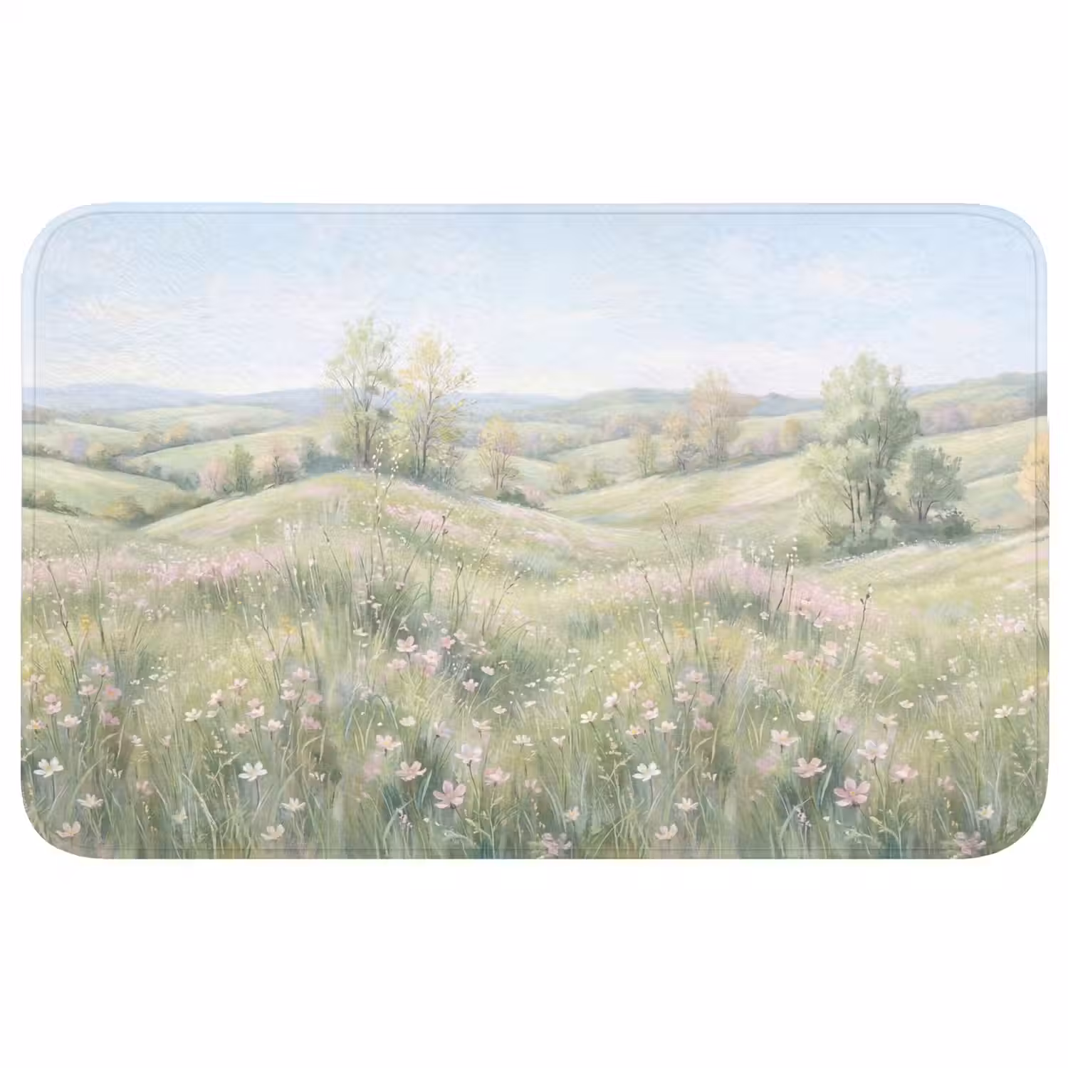 Bloemen veld - Bloemen - Groen Badmat middel -3d