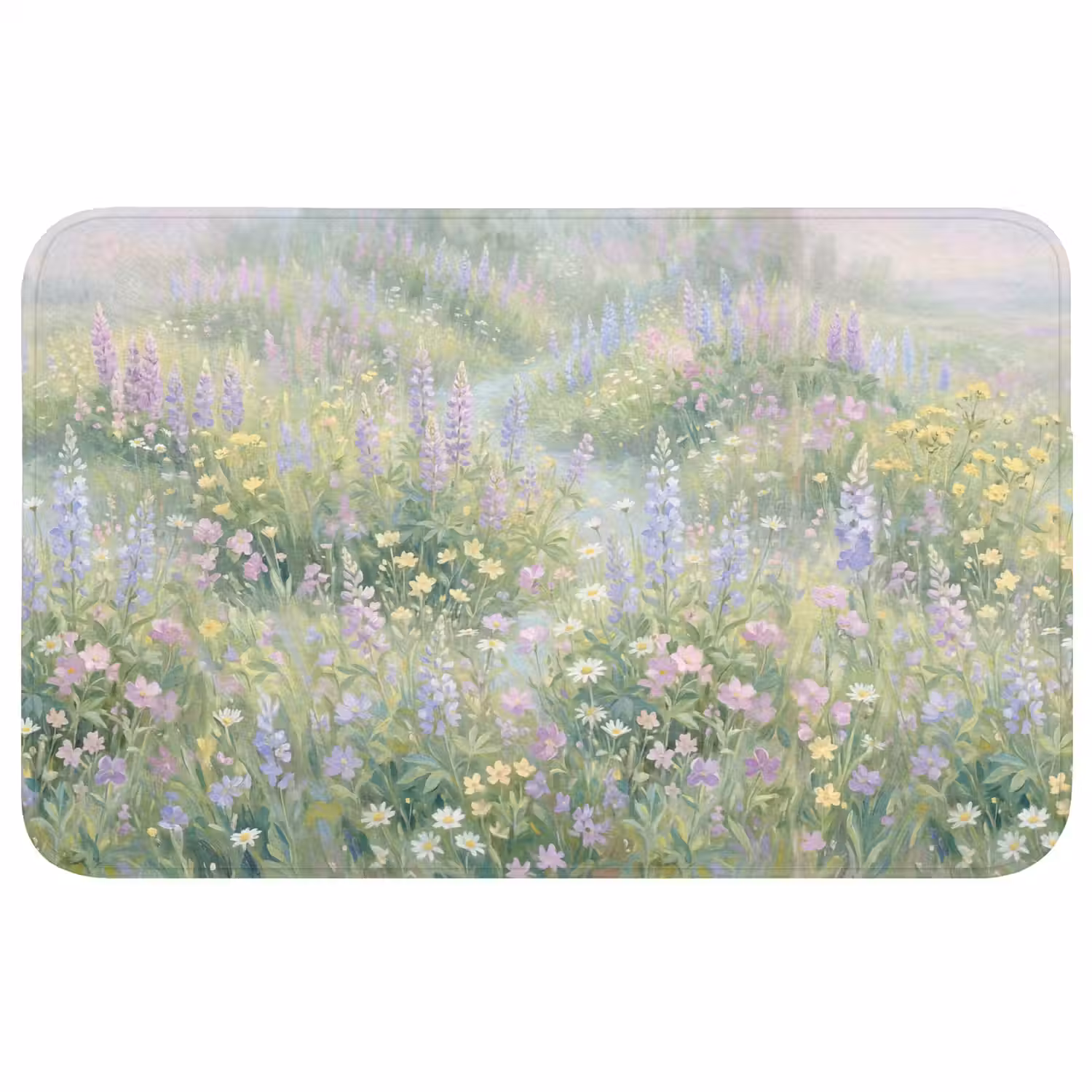Bloemenveld - Heuvels - Kleurrijk Badmat middel -3d