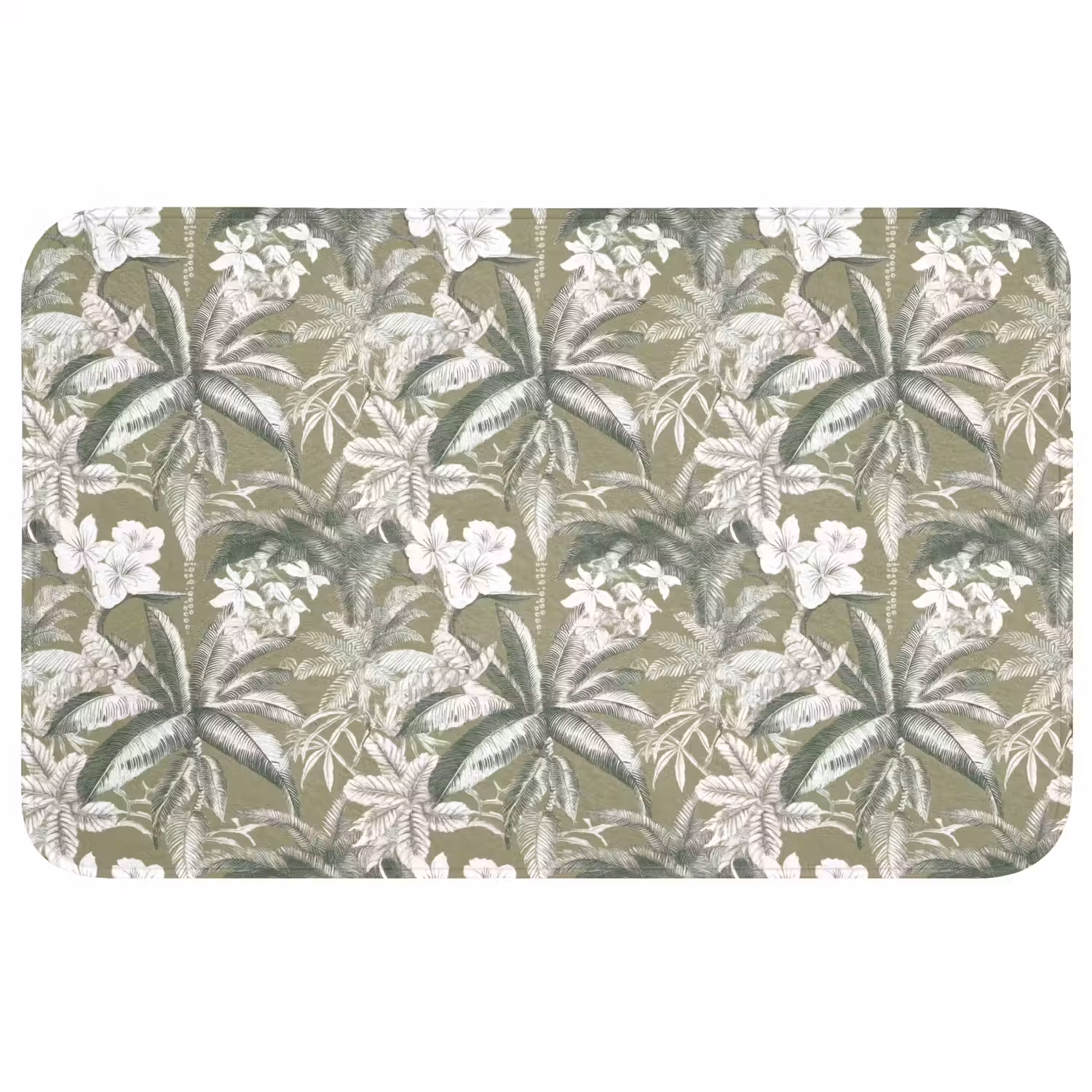 Botanisch - Bloemen - Groen Badmat middel 997 -3d