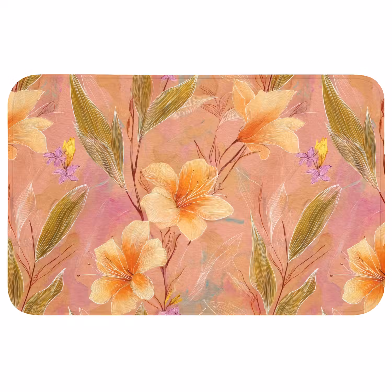 Botanisch - Bloemen - Kleurrijk Badmat middel 997 -3d