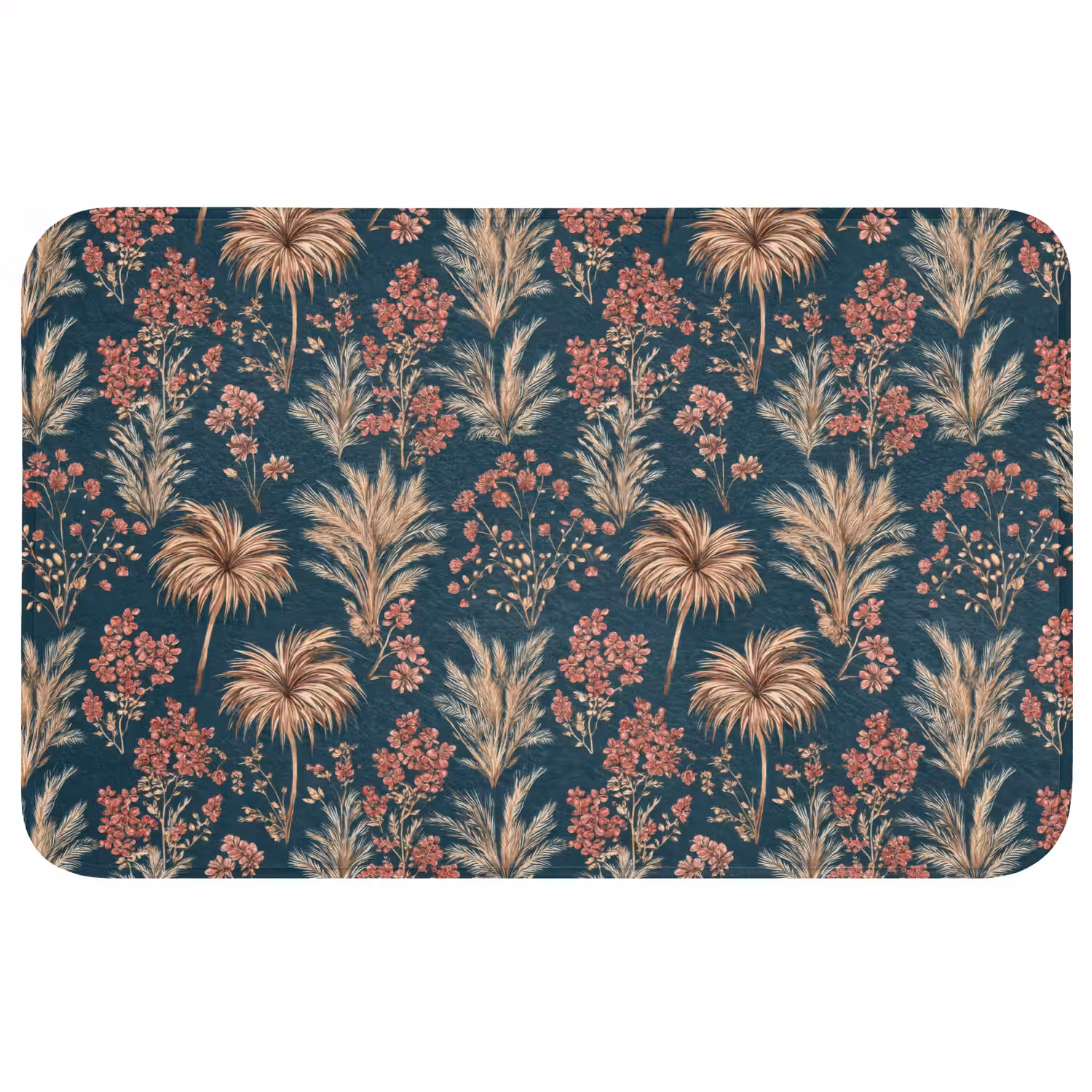 Botanisch - Patroon - Blauw Badmat middel 997 -3d