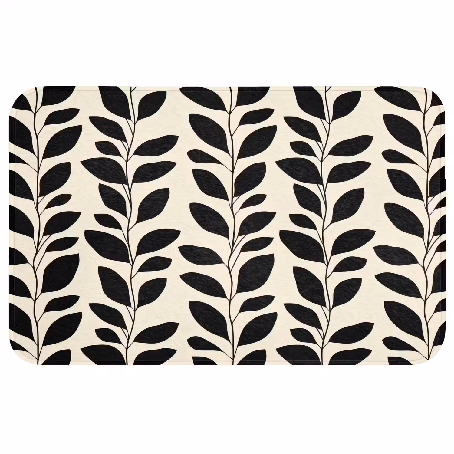 Botanisch - Dessin - Zwart - Beige Badmat middel 997 -3d
