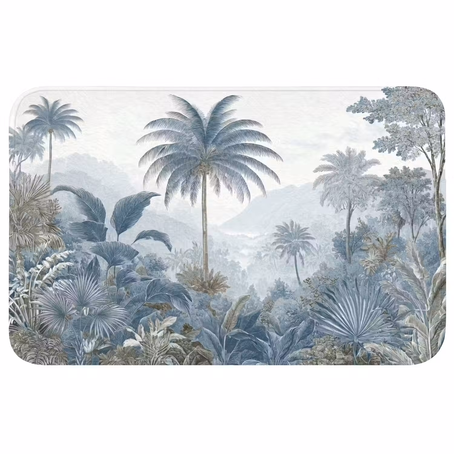 Jungle - Modern - Blauw - Groen Badmat middel -3d