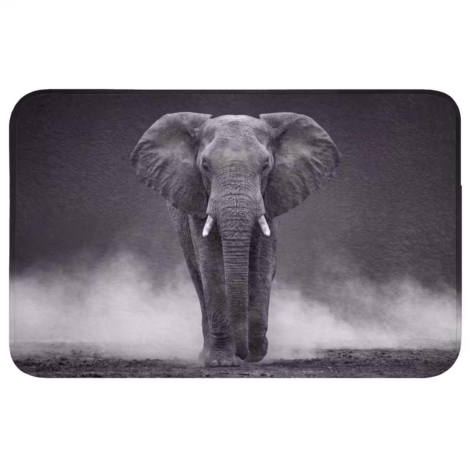 Olifant - Zwart - Wit - Rook Badmat middel -3d