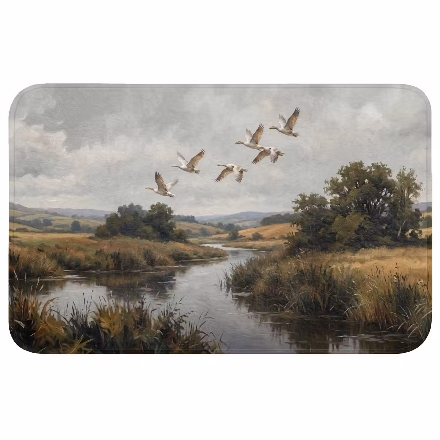 Eenden - Rivier - Landschap - Vlucht - Nostalgisch Badmat middel -3d