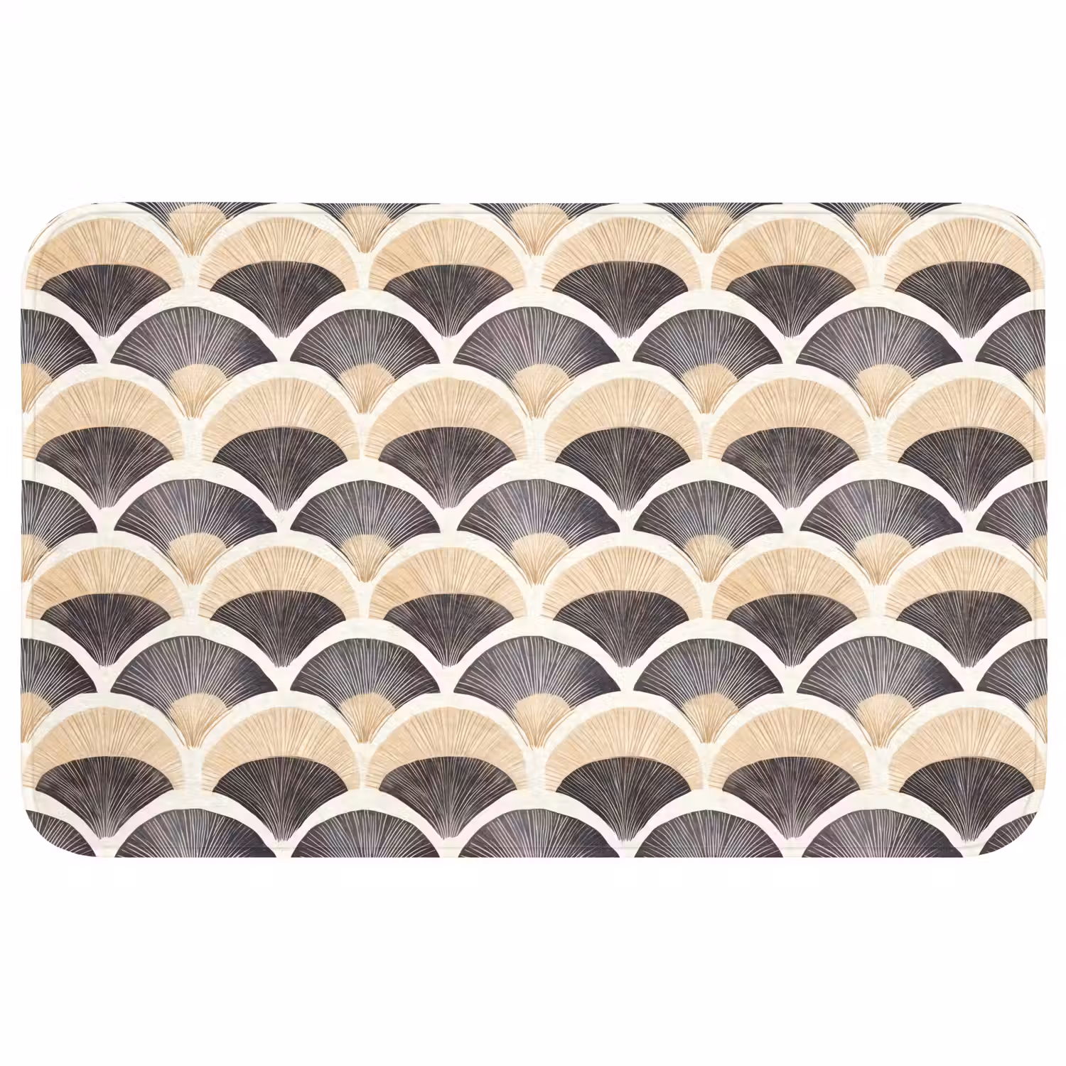 Waaier - Patroon - Zwart - Beige Badmat middel 997 -3d