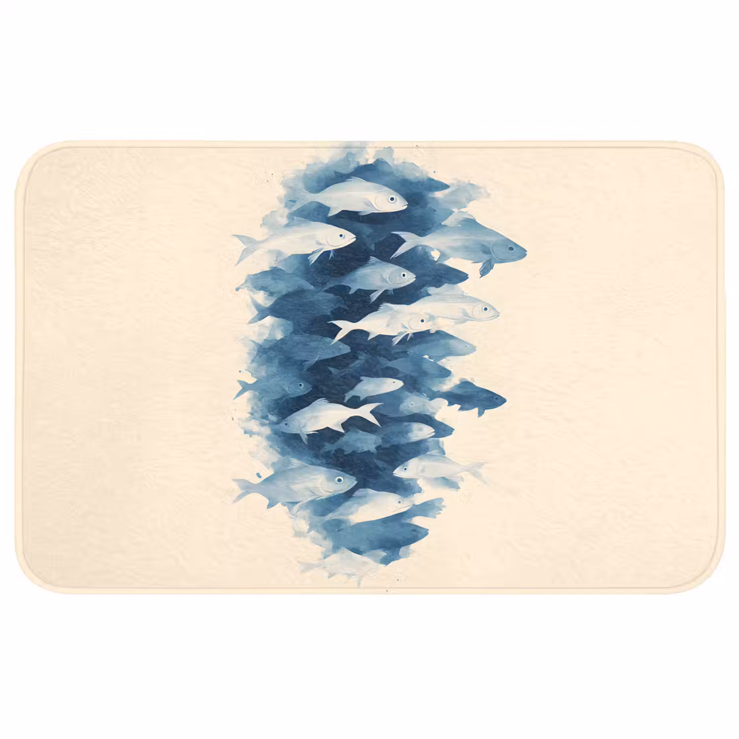 Vissen - Minimalistisch - Blauw Badmat middel -3d