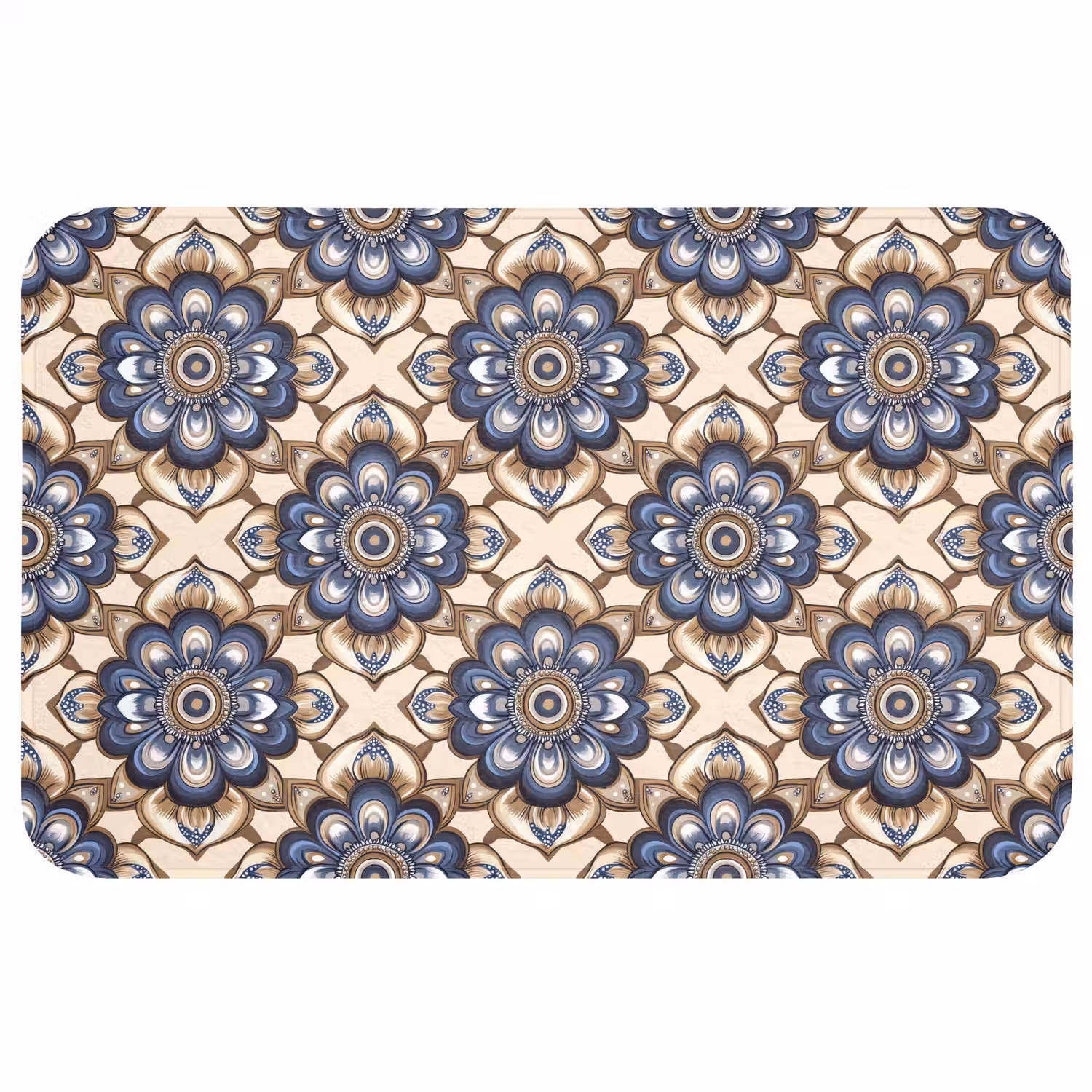 Floraal - Ornament - Blauw Badmat middel 997 -3d