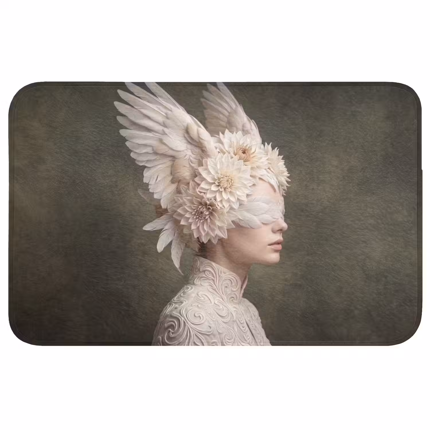 Vleugels - Vrouw - Wit Badmat middel -3d