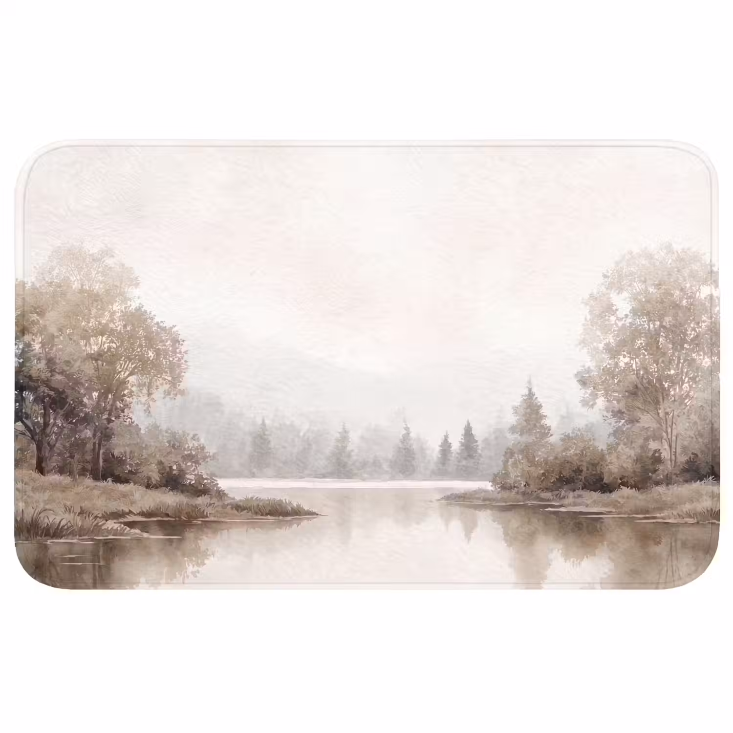 Rivierlandschap - Minimalistisch - Aardetinten Badmat middel -3d