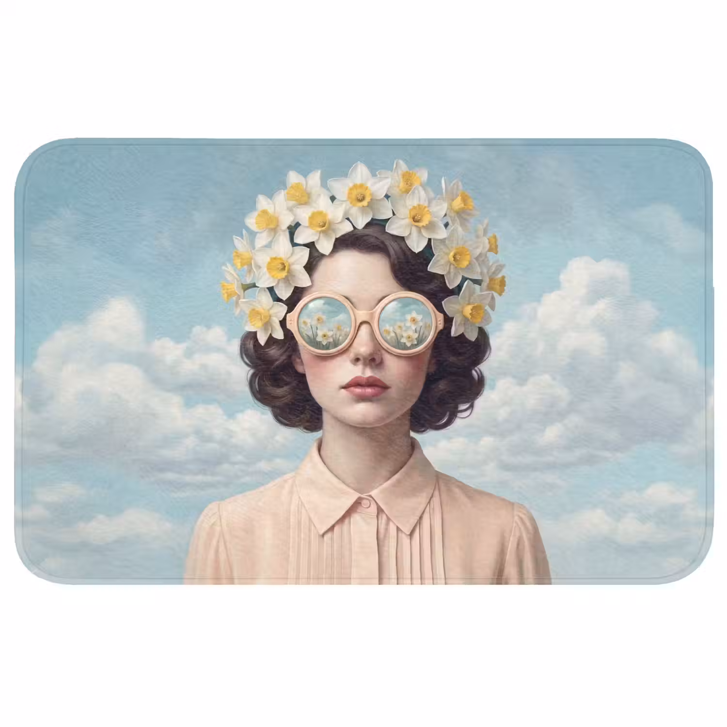 Vrouw - Narcissen - Geel Badmat middel -3d