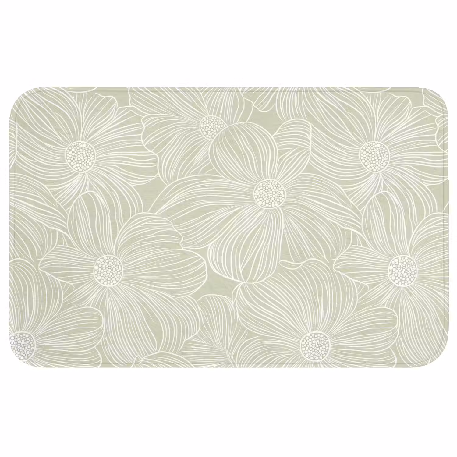 Sereen - Bloemen - Groen Badmat middel 997 -3d