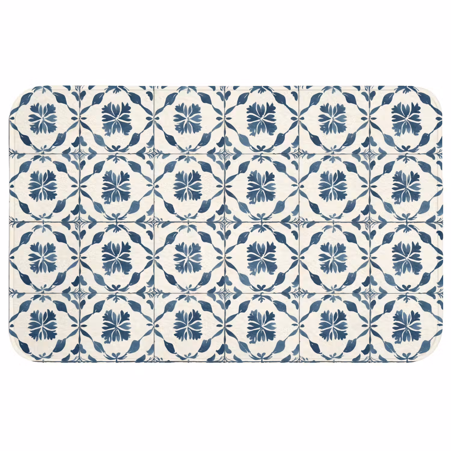Grafisch - Tegel - Blauw Badmat middel 997 -3d