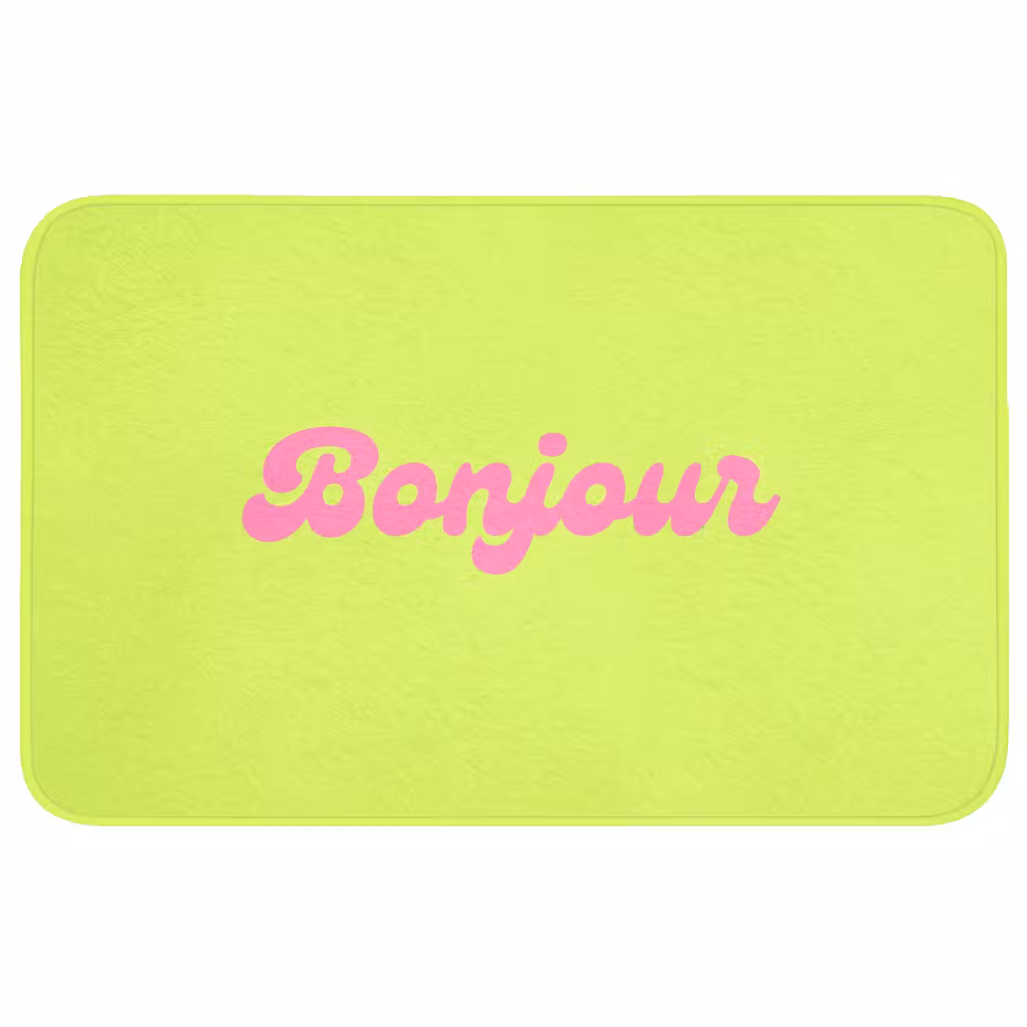 Groen - Roze bonjour - Retro Badmat middel -3d