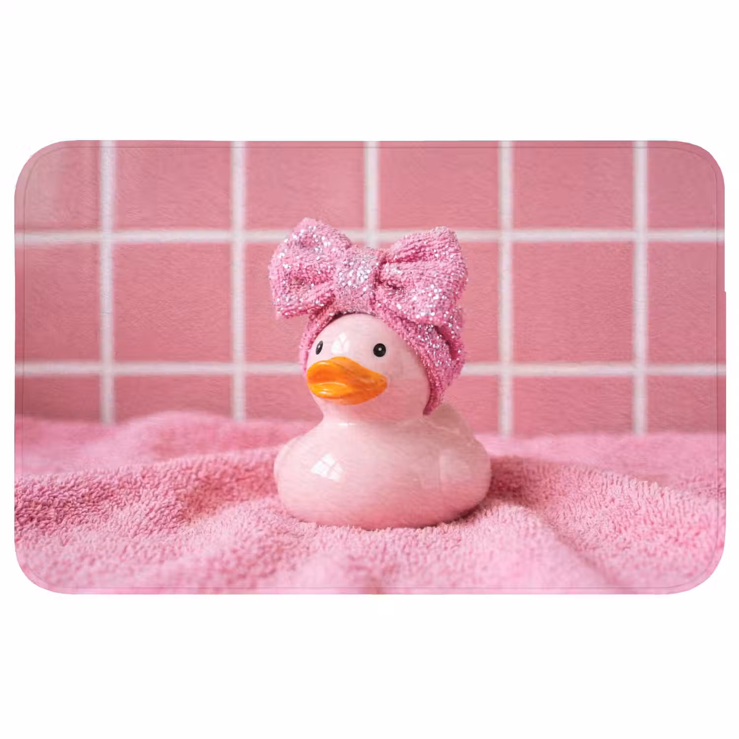 Badeend -Strik - Roze Badmat middel -3d