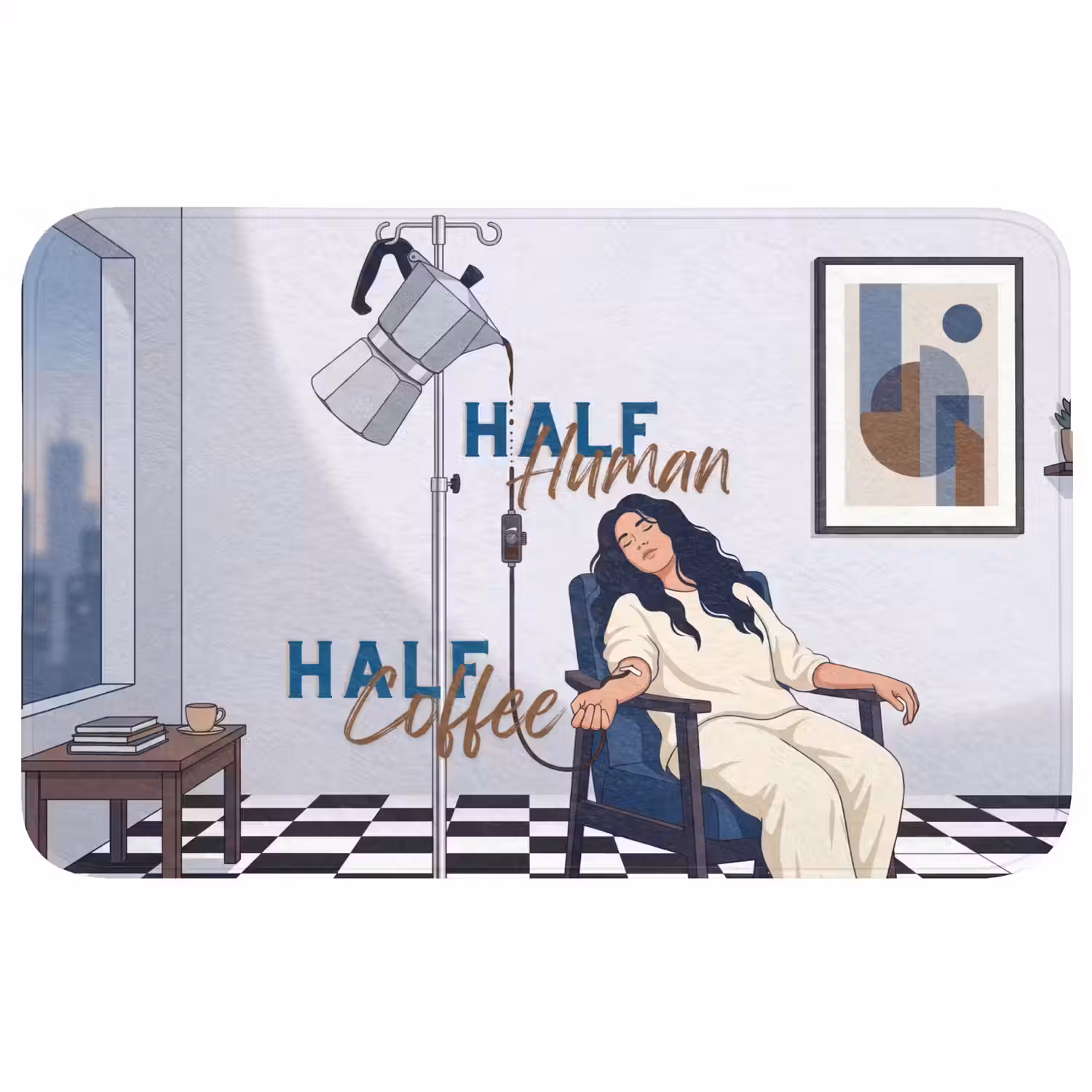 Half human, Half Coffee - Infuus - Koffie Badmat middel -3d
