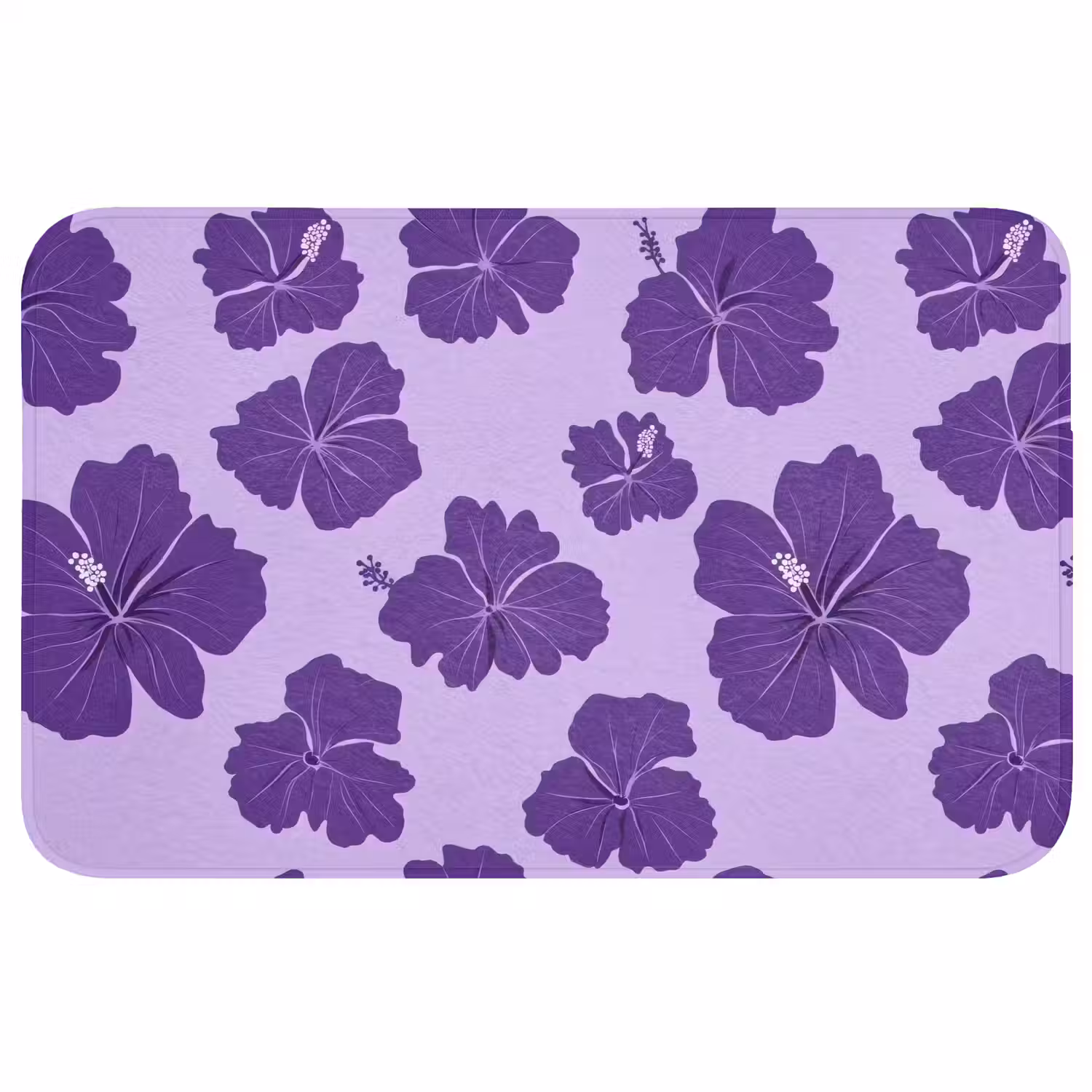 Hibiscus - Bloemen - Paars Badmat middel 997 -3d