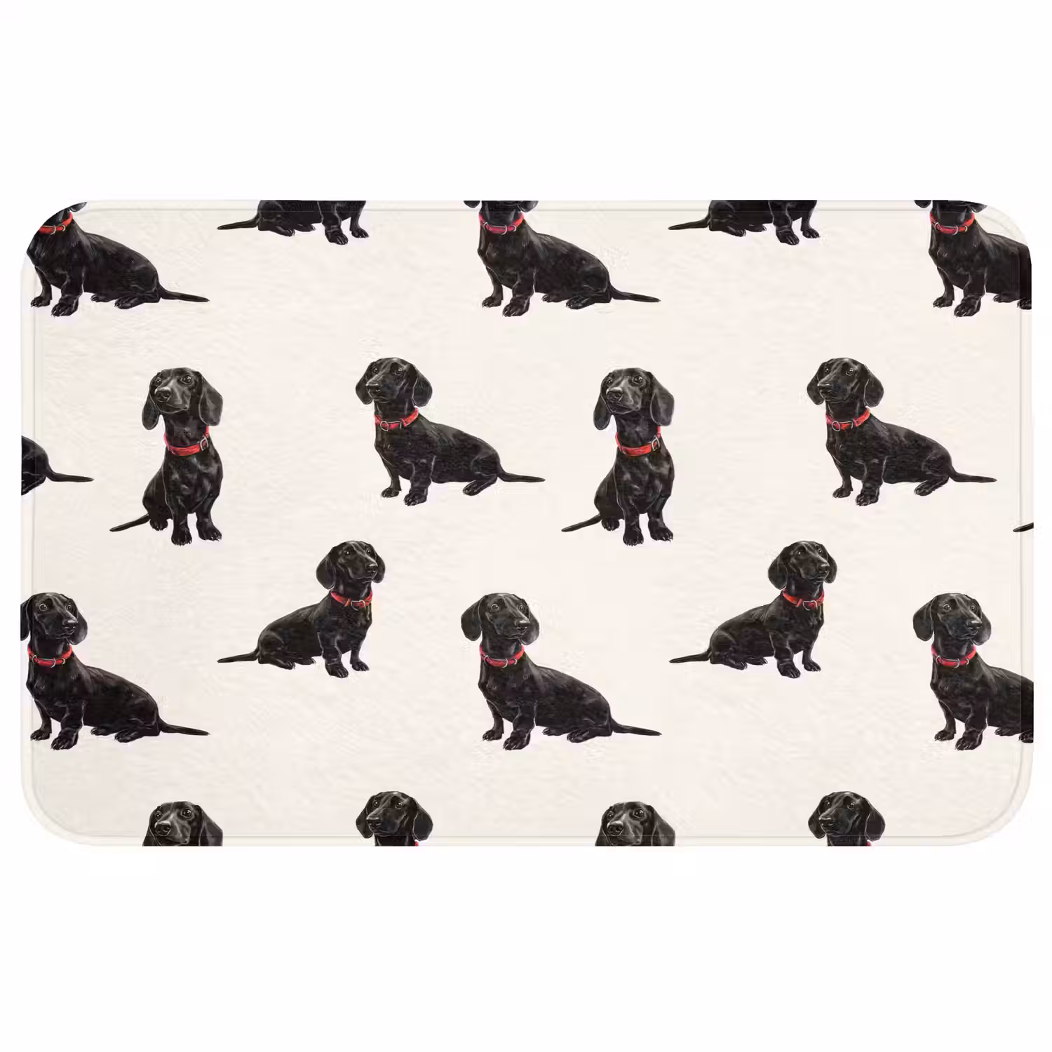 Hond - Patroon - Zwart Badmat middel 997 -3d