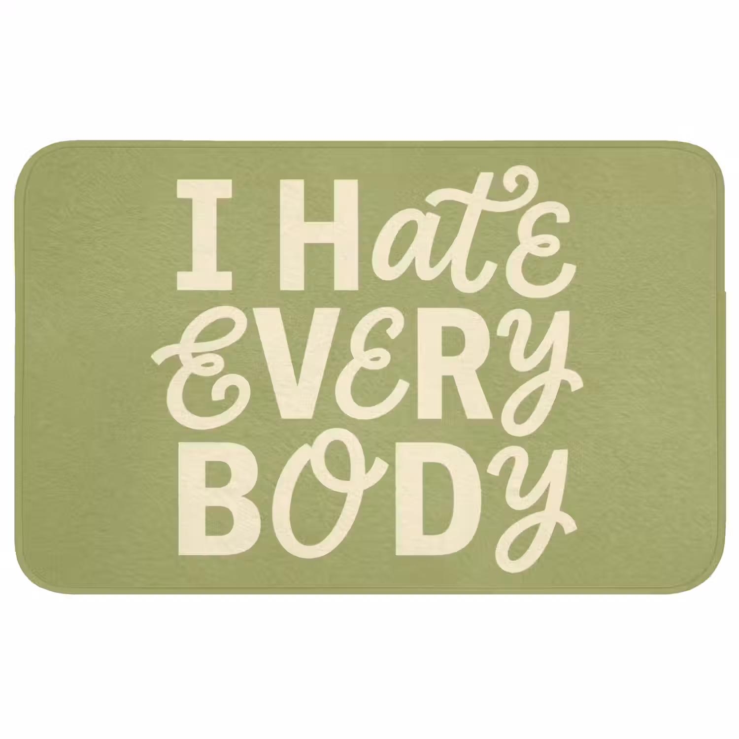 I hate everybody - Groen - Retro Badmat middel -3d