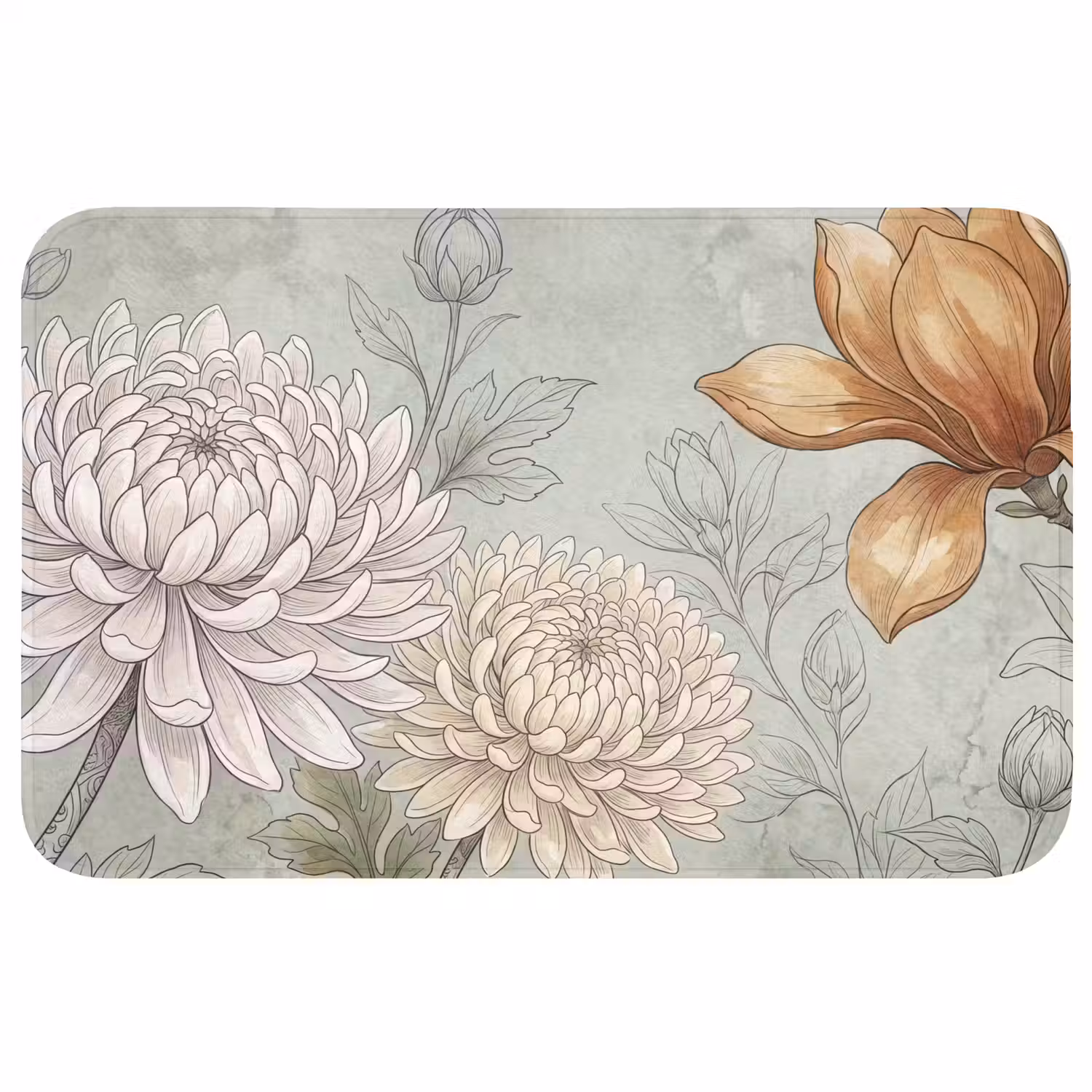 Illustratie - Bloemen - Groen Badmat middel -3d