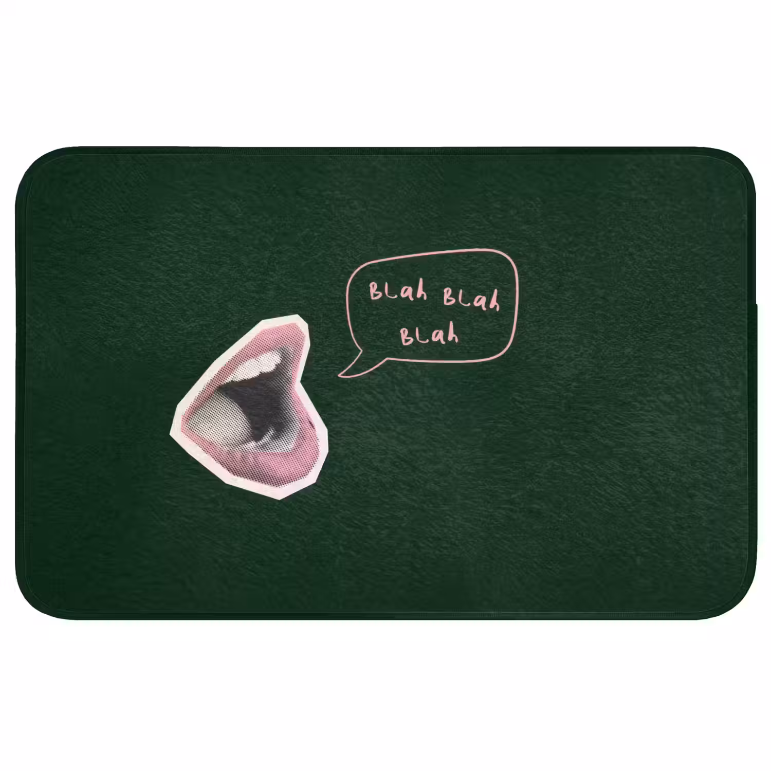 Illustratie - Mond - Donkergroen - Tekstwolkje Badmat middel -3d