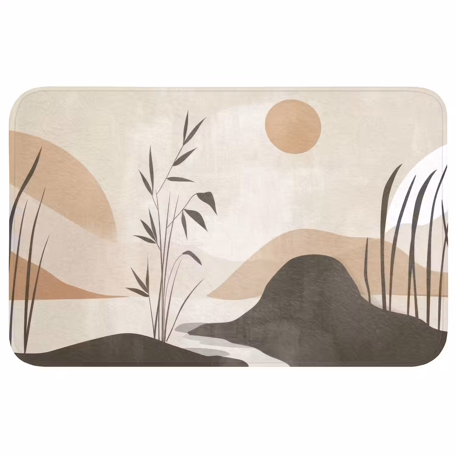 Japandi - Landschap - Beige Badmat middel -3d