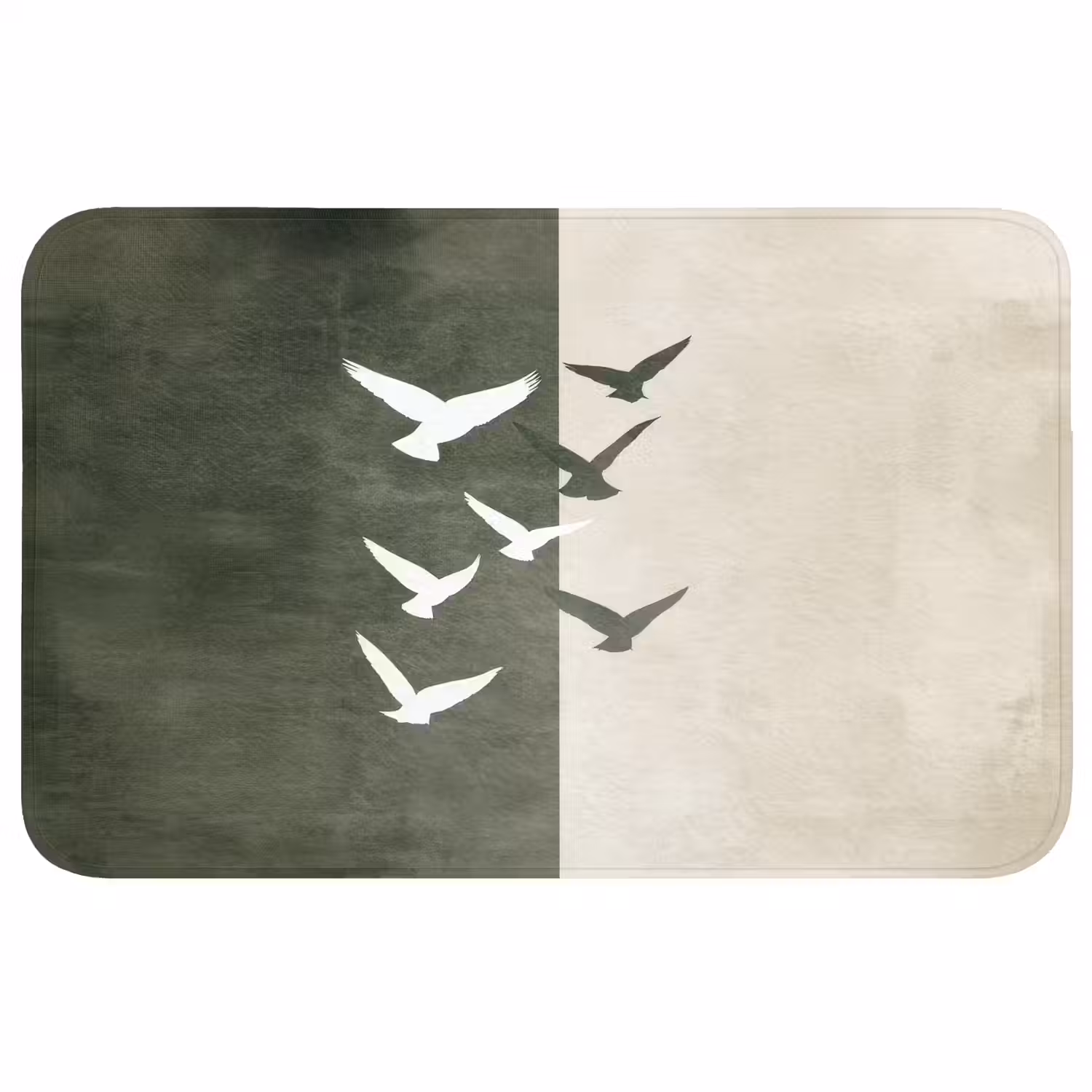 Japandi - Vogel - Groen Badmat middel -3d