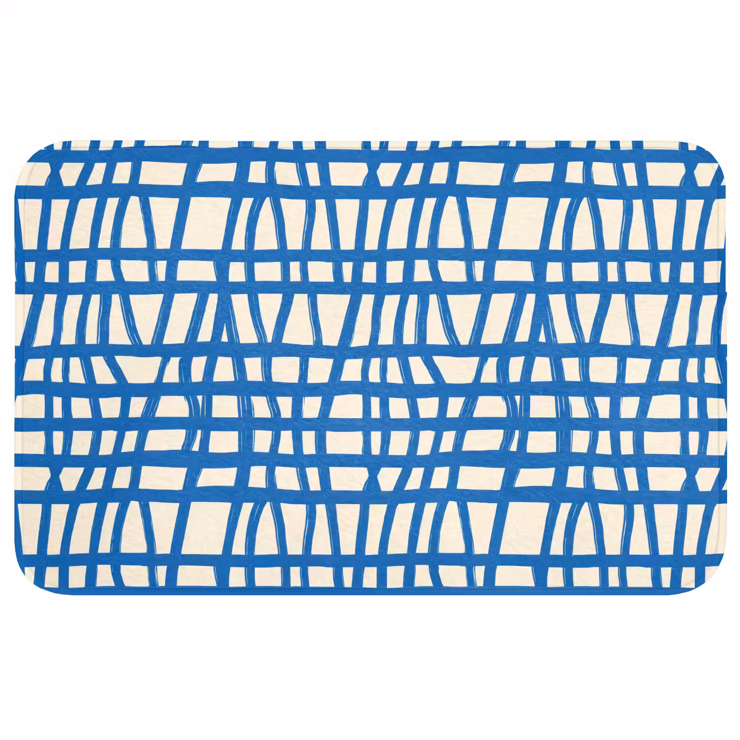 Ruitpatroon - Blauw - Crème Badmat middel 997 -3d