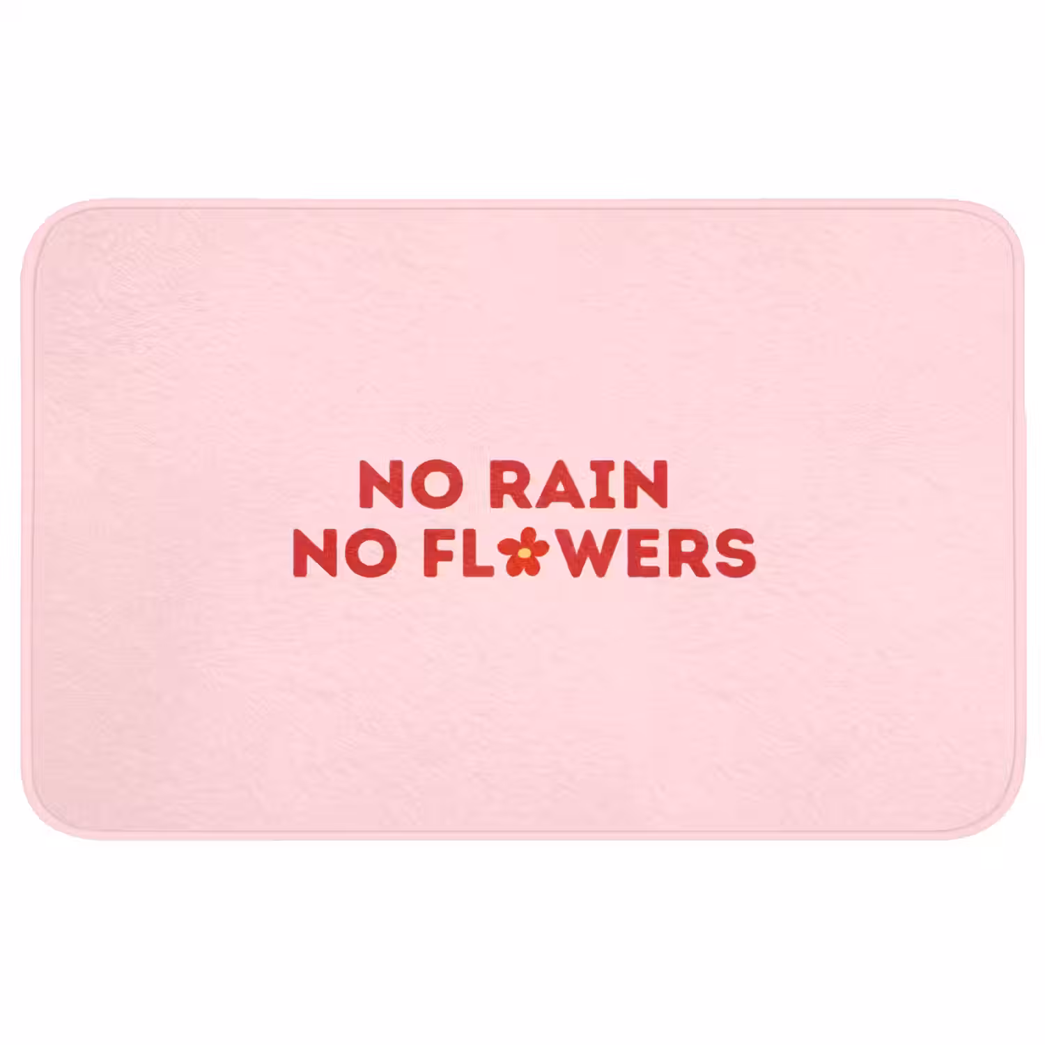 No rain no flowers - Minimalistisch - Roze - Bloem Badmat middel -3d