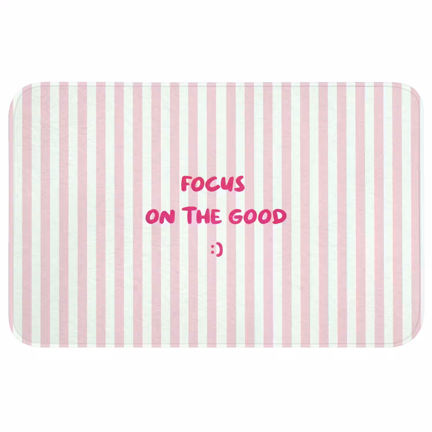 Focus on the good - Strepen - Roze - Smiley Badmat middel -3d