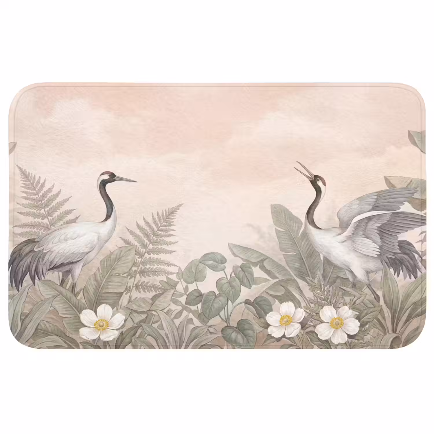 Kraanvogels - Natuur - Roze Badmat middel -3d