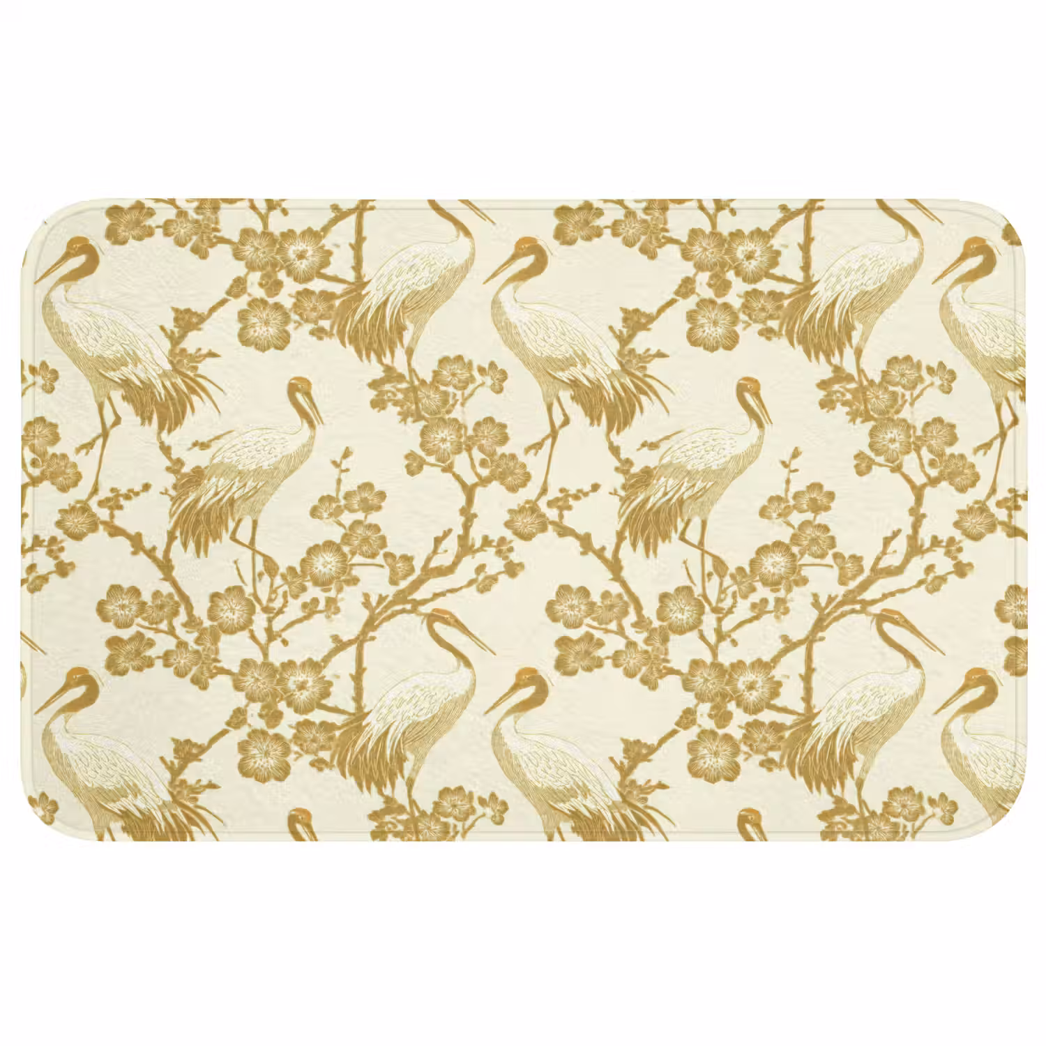 Kraanvogels - Kersenbloesem - Goud Badmat middel 997 -3d