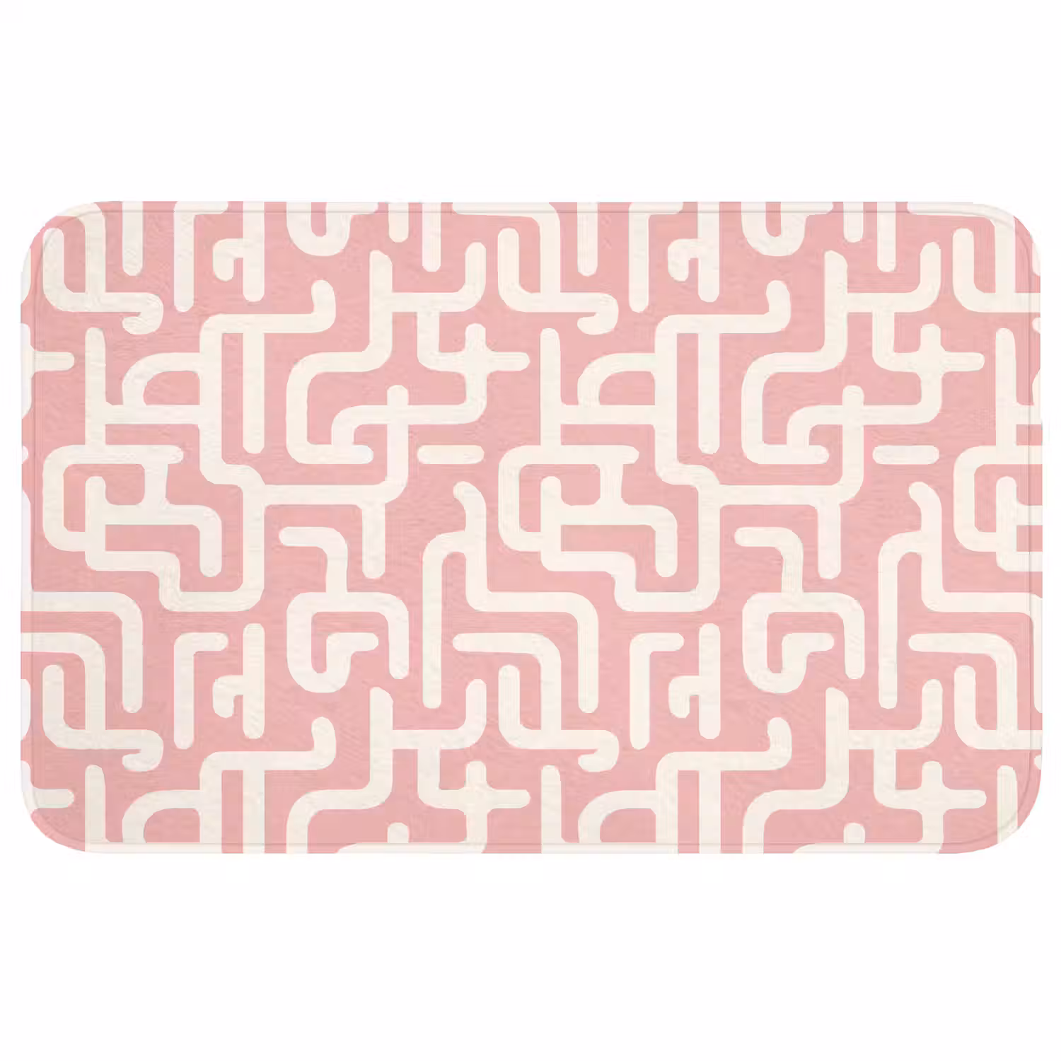 Doolhofpatroon - Roze - Wit - Abstract Badmat middel 997 -3d