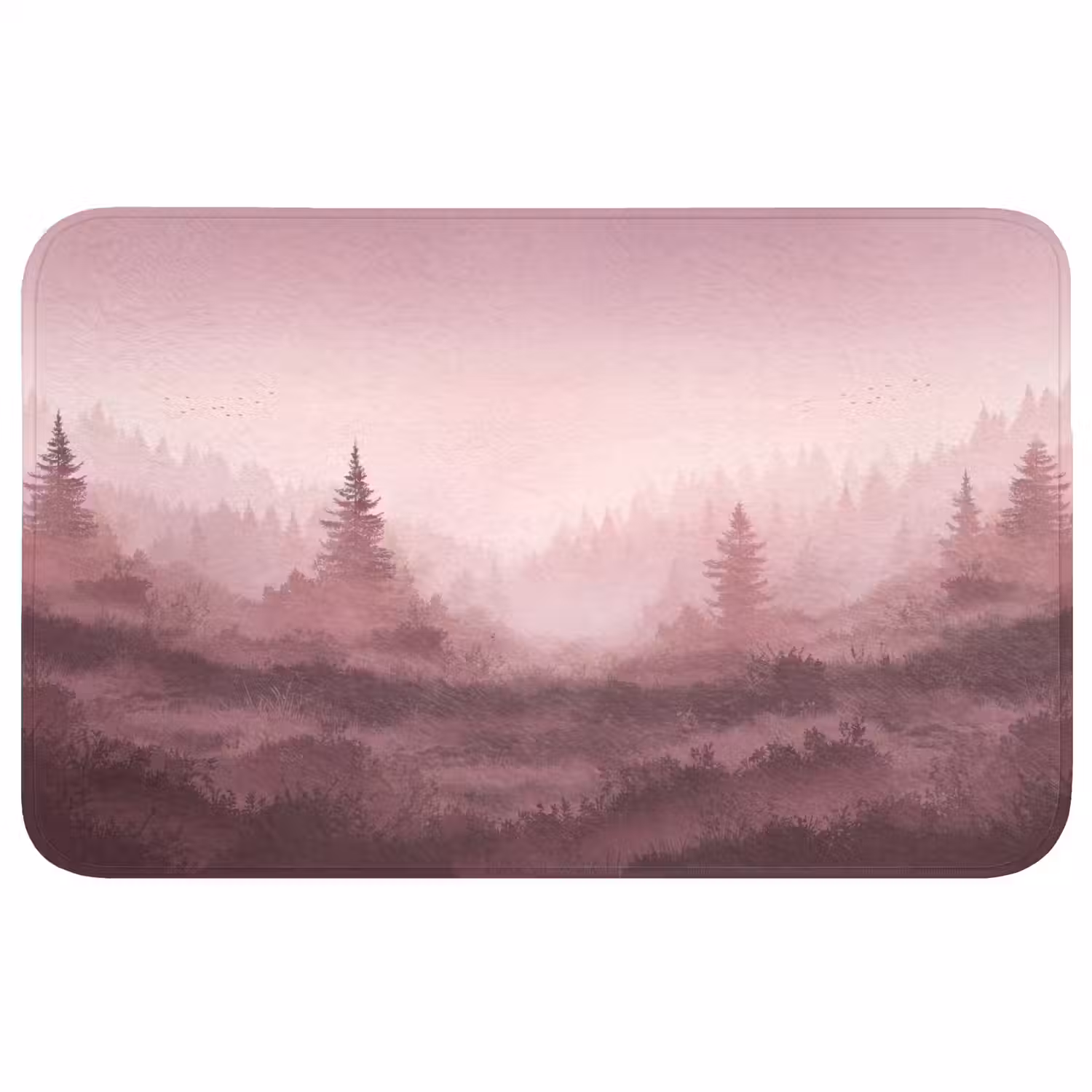 Landschap - Mistig - Roze Badmat middel -3d