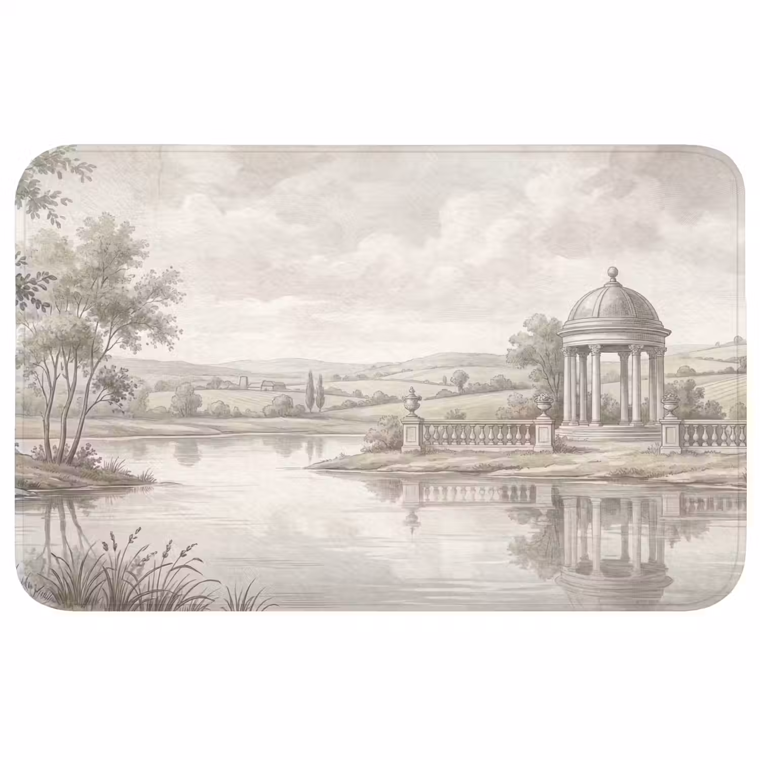 Landschap - Water - Natuur - Sepia Badmat middel -3d