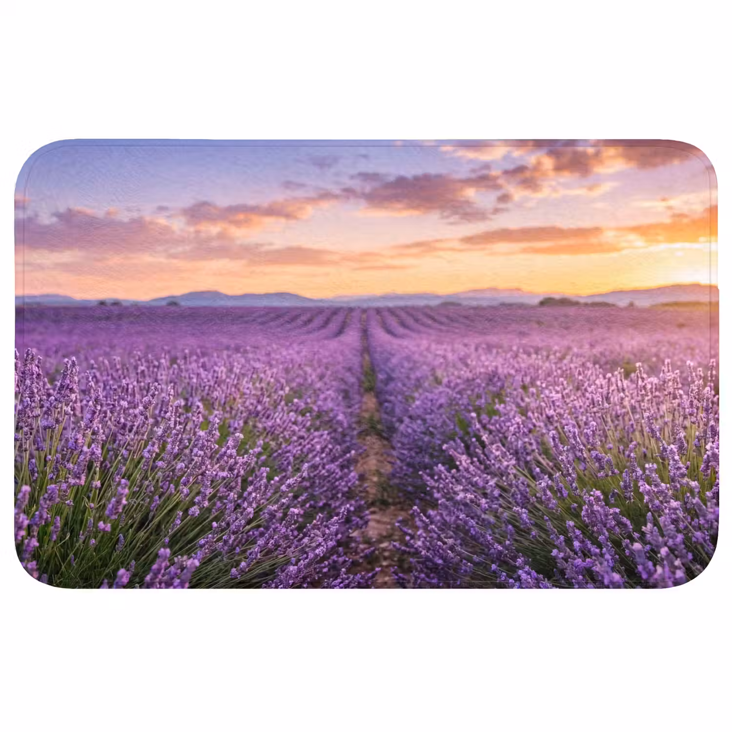 Lavendel - Veld - Natuur - Paars Badmat middel -3d
