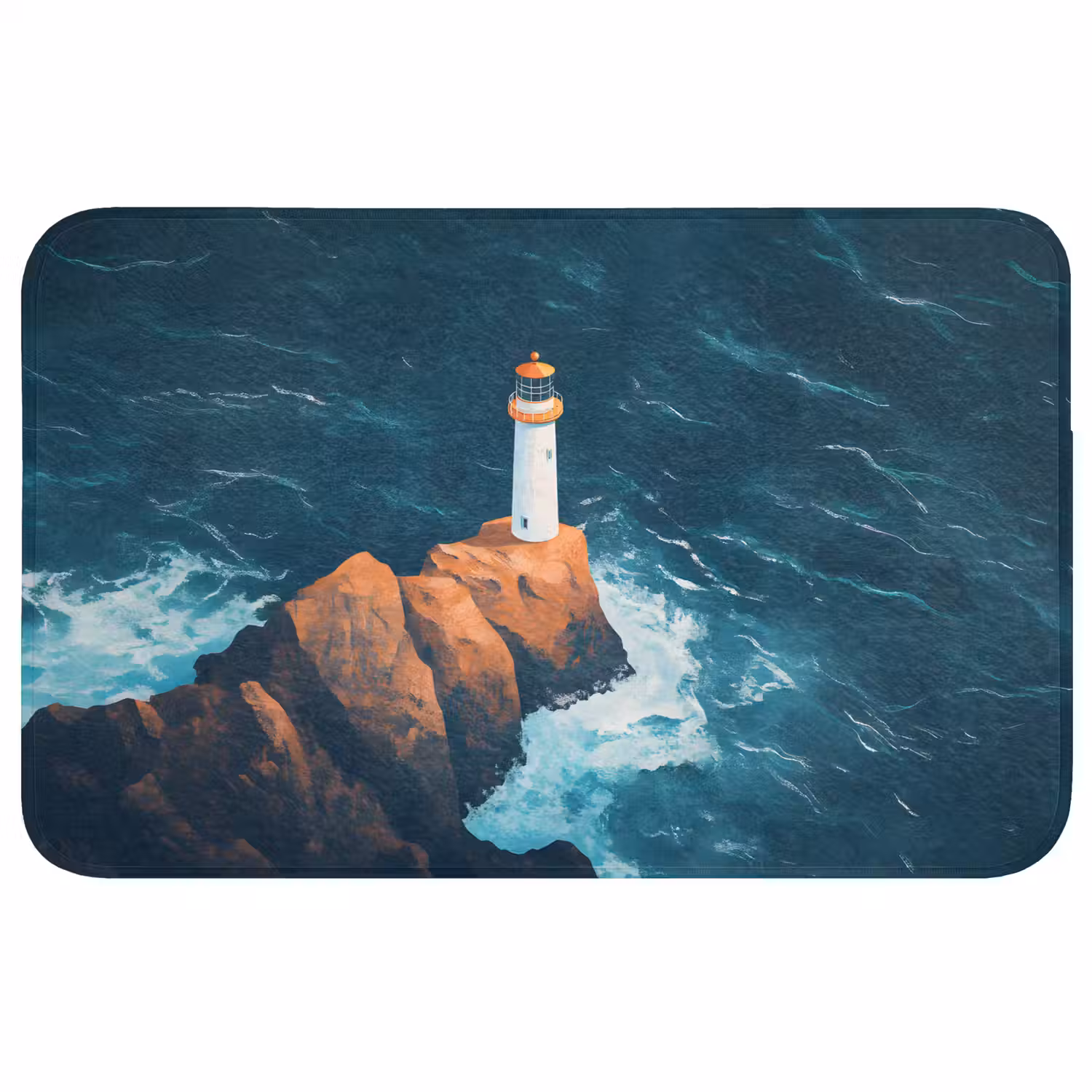 Vuurtoren - Rots - Zee - Golven Badmat middel -3d