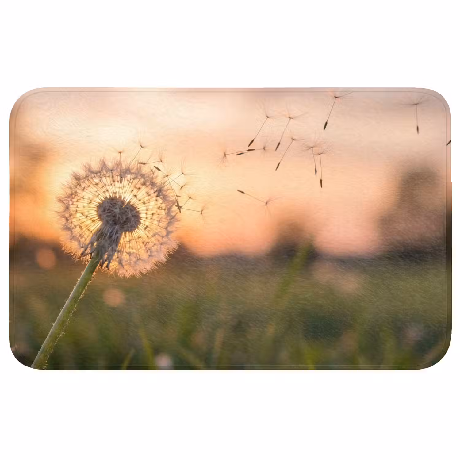 Paardenbloem - Zonsondergang - Veld Badmat middel -3d
