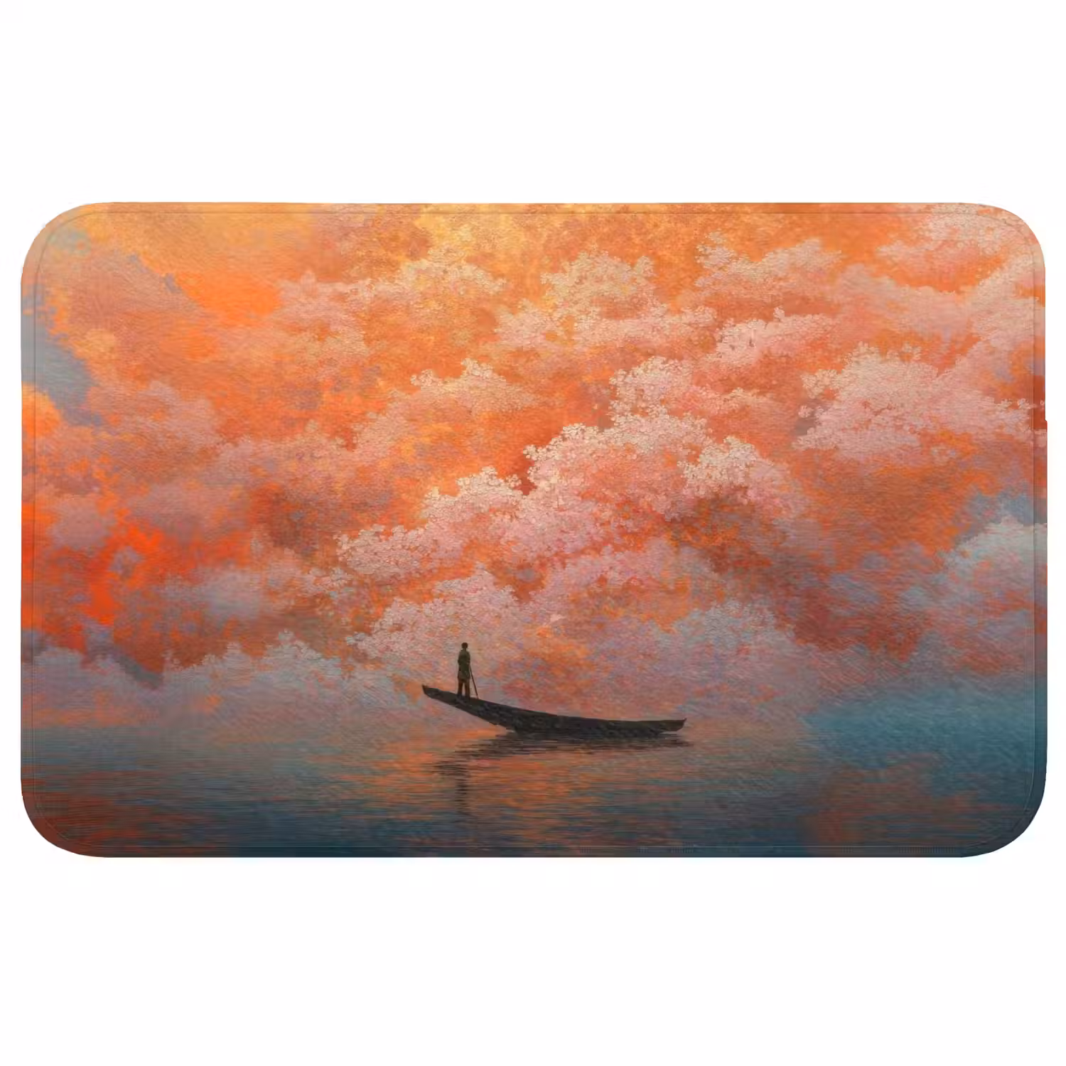 Zee - Boot - Wolken - Oranje Badmat middel -3d