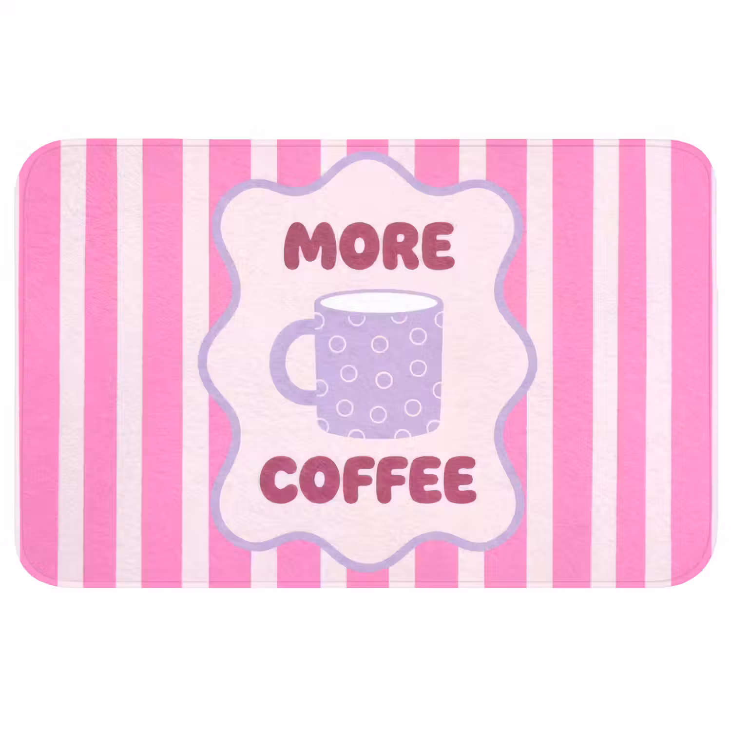 More coffee - Roze - Paars - Strepen - Mok Badmat middel -3d