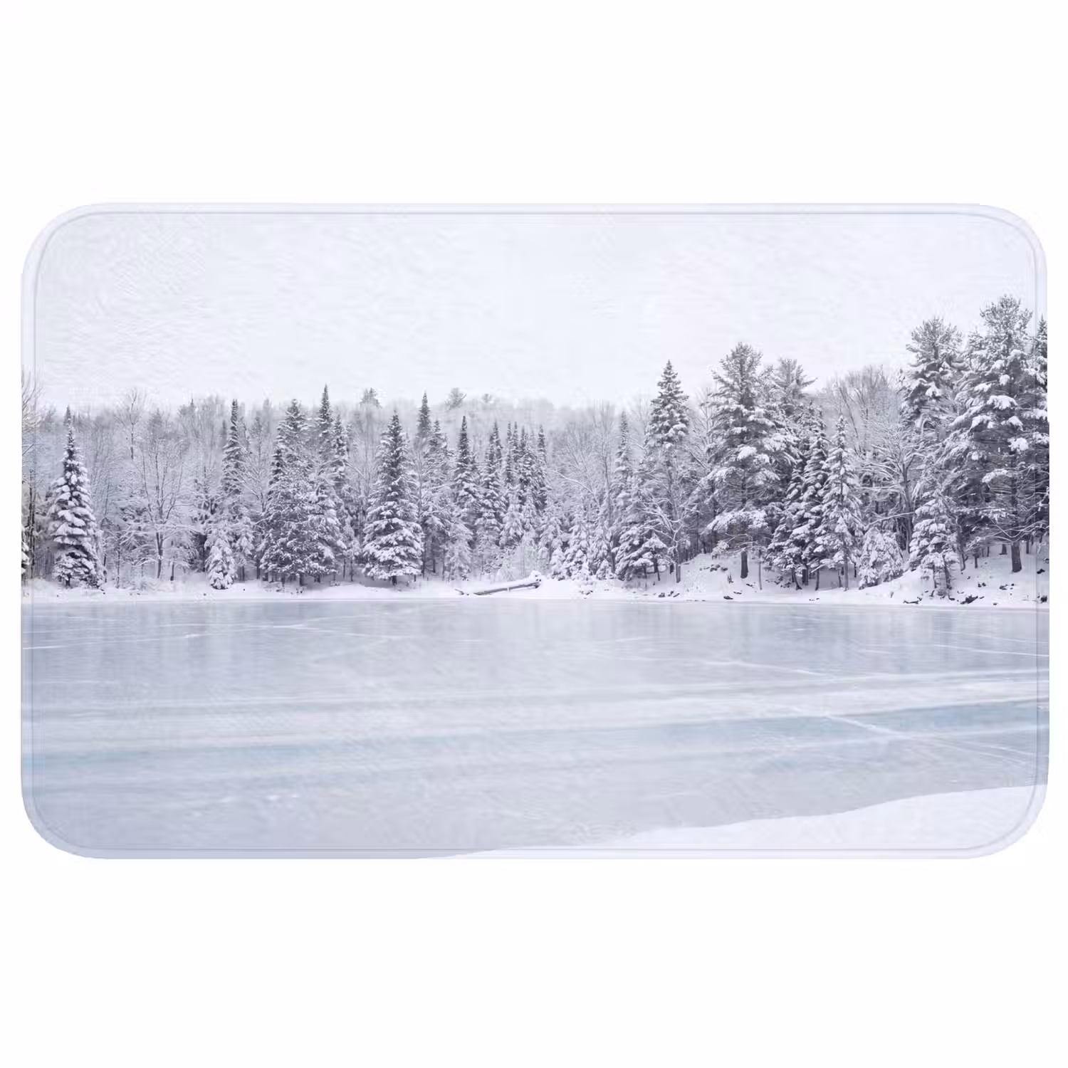 Meer - Dennen - IJs - Winter - Rustgevend Badmat middel -3d